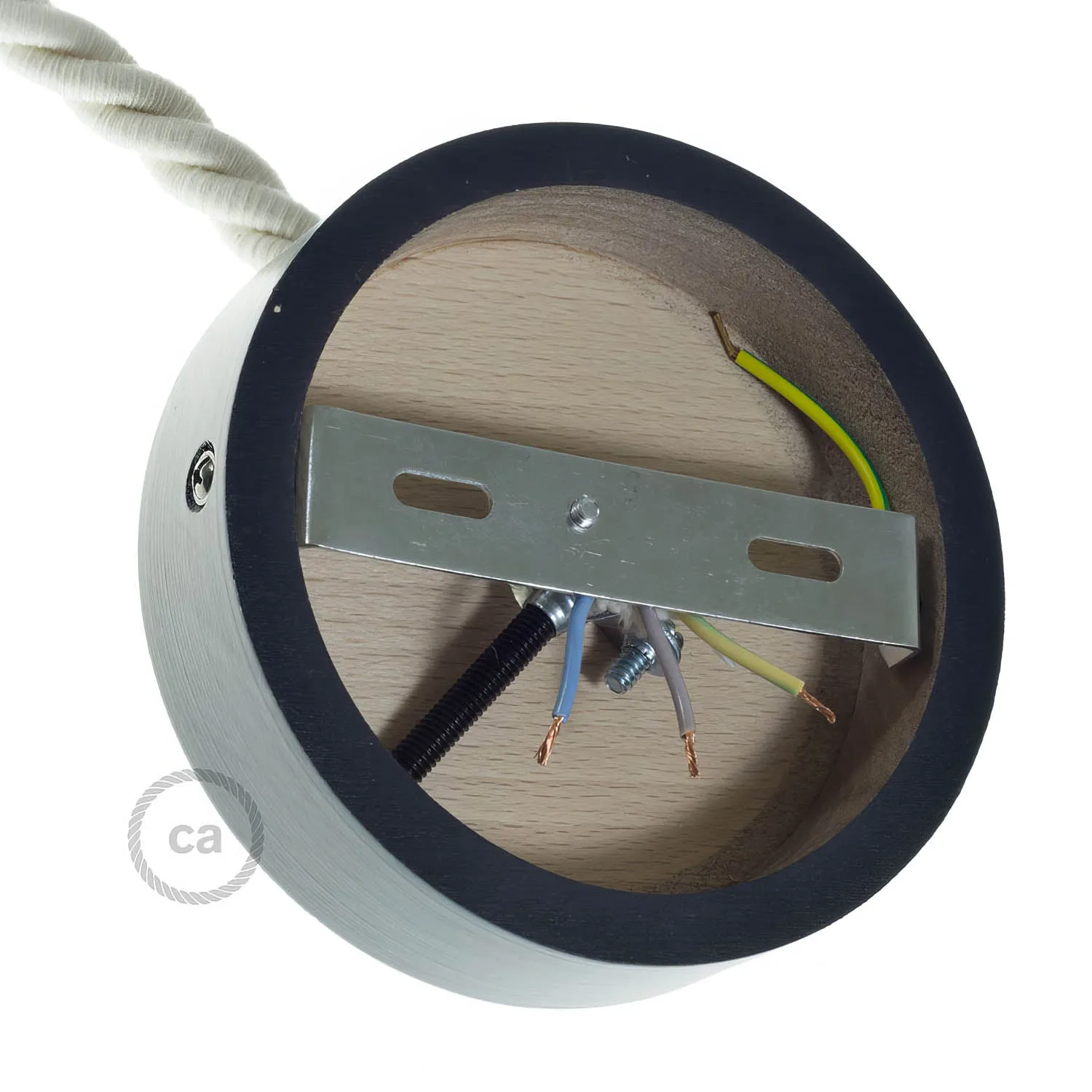 Creative Cables rosone legno nero cavo XL 120 mm