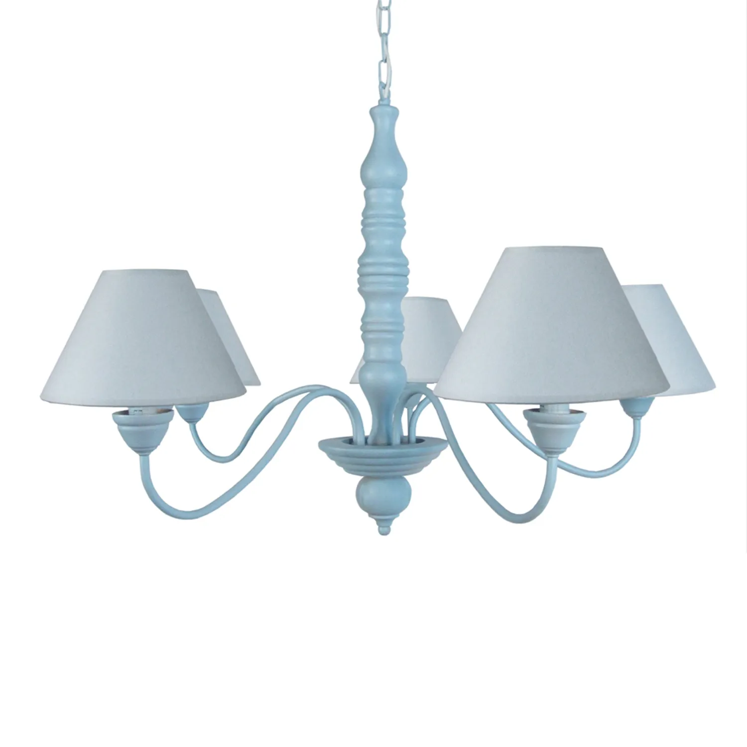 Tosel Menton lampadario legno 5 luci bianco 84 cm