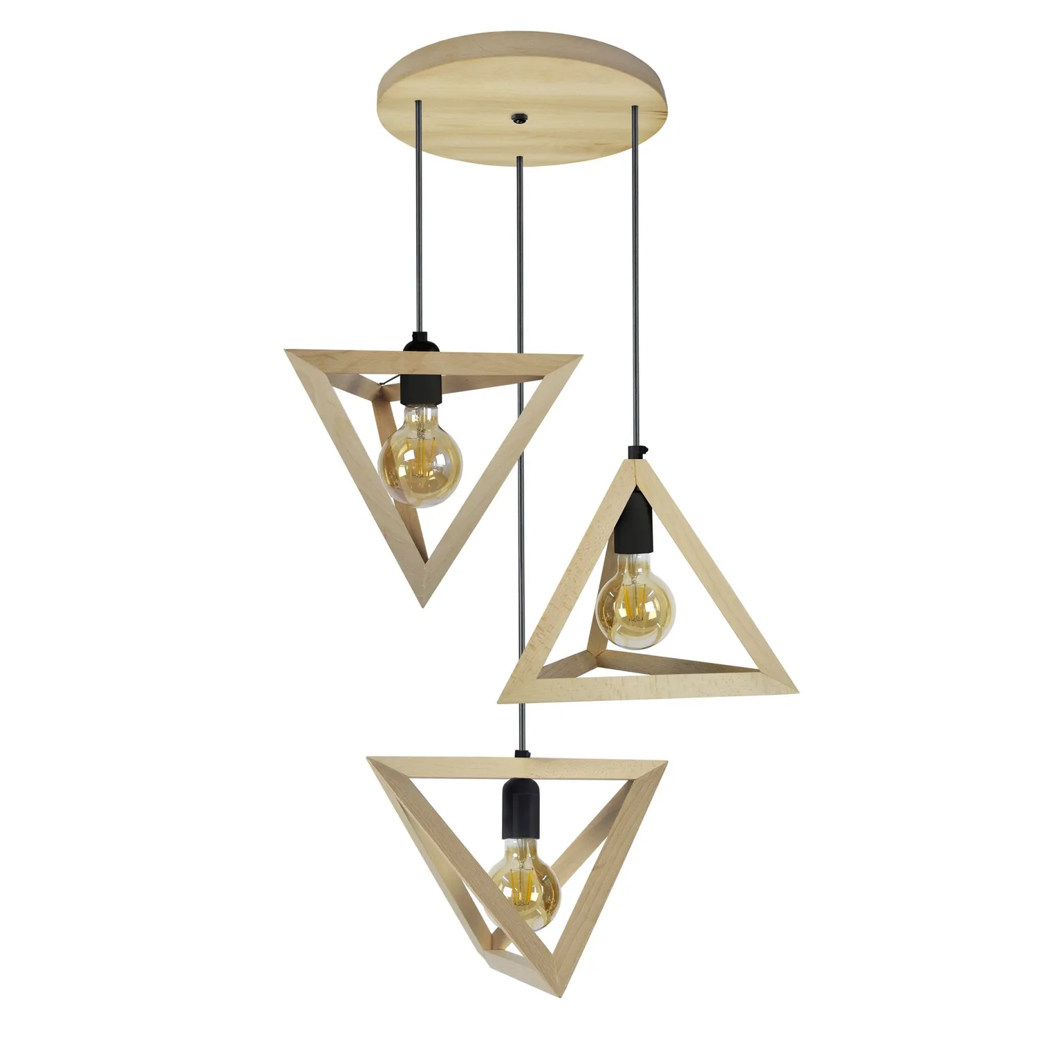 Tosel Tétraèdre A lampadario legno naturale 45x90 cm