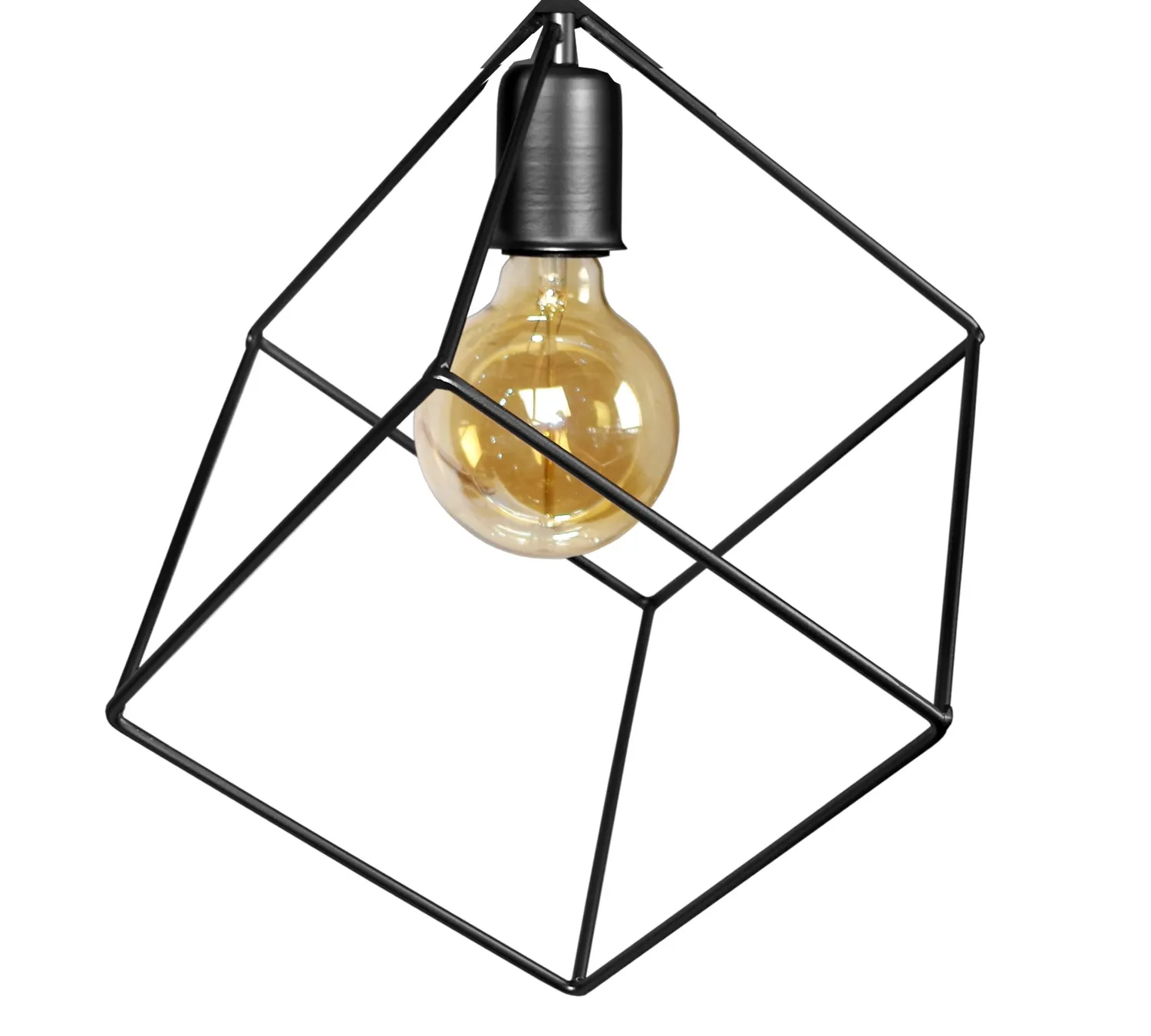 Tosel Square plafoniera metallo D35cm nero filo geometrico