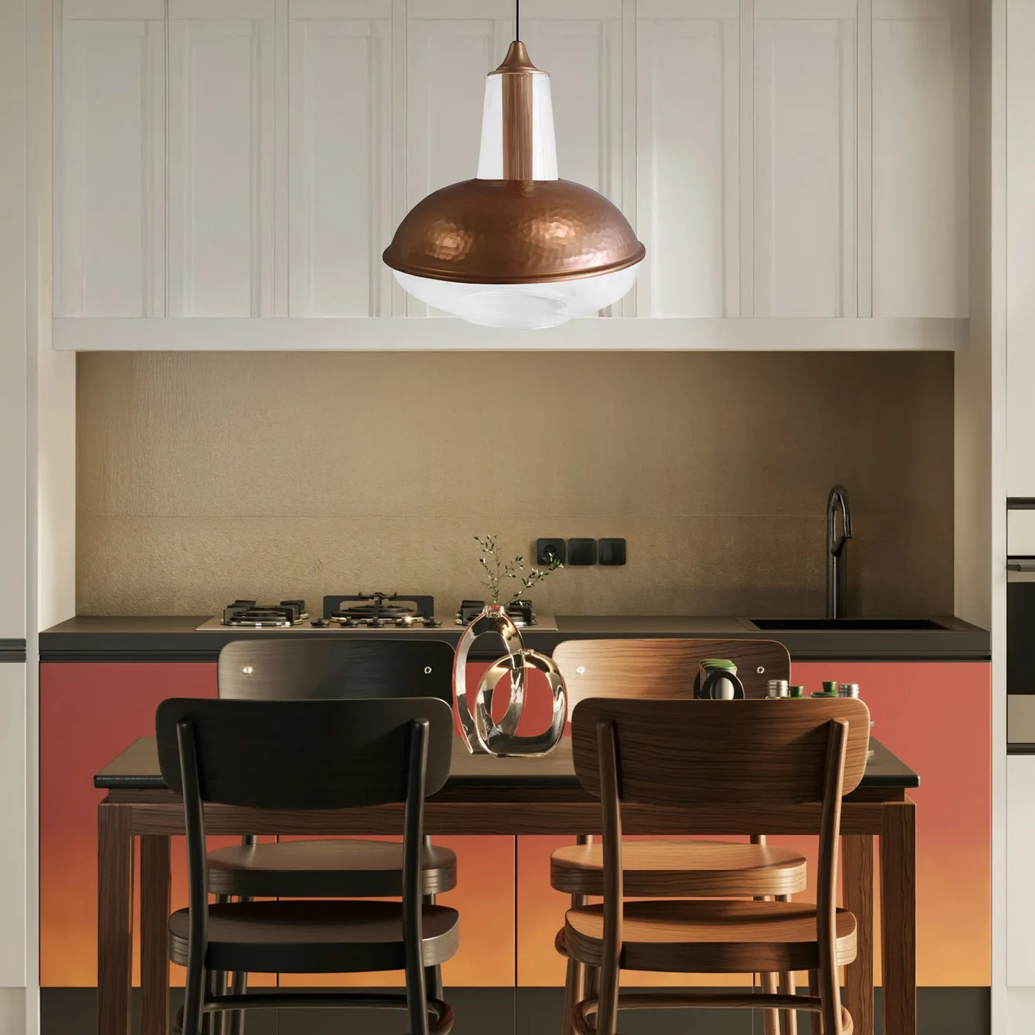 Tosel Padova sospensione nero vetro 30x115cm E27