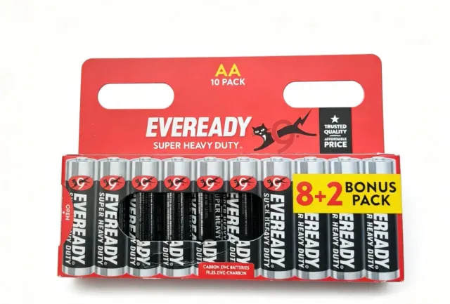 Eveready Super Heavy Duty Batterie AA Zinco 10 Pezzi