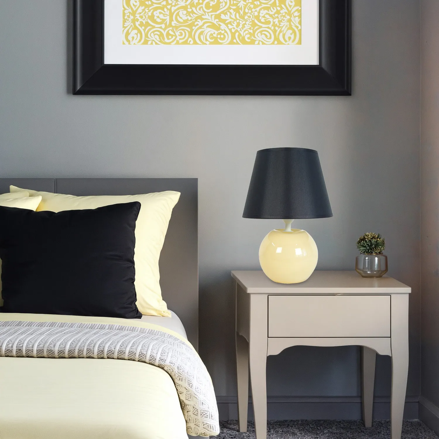 Tosel Alina lampada tavolo vetro crema grigio 48cm