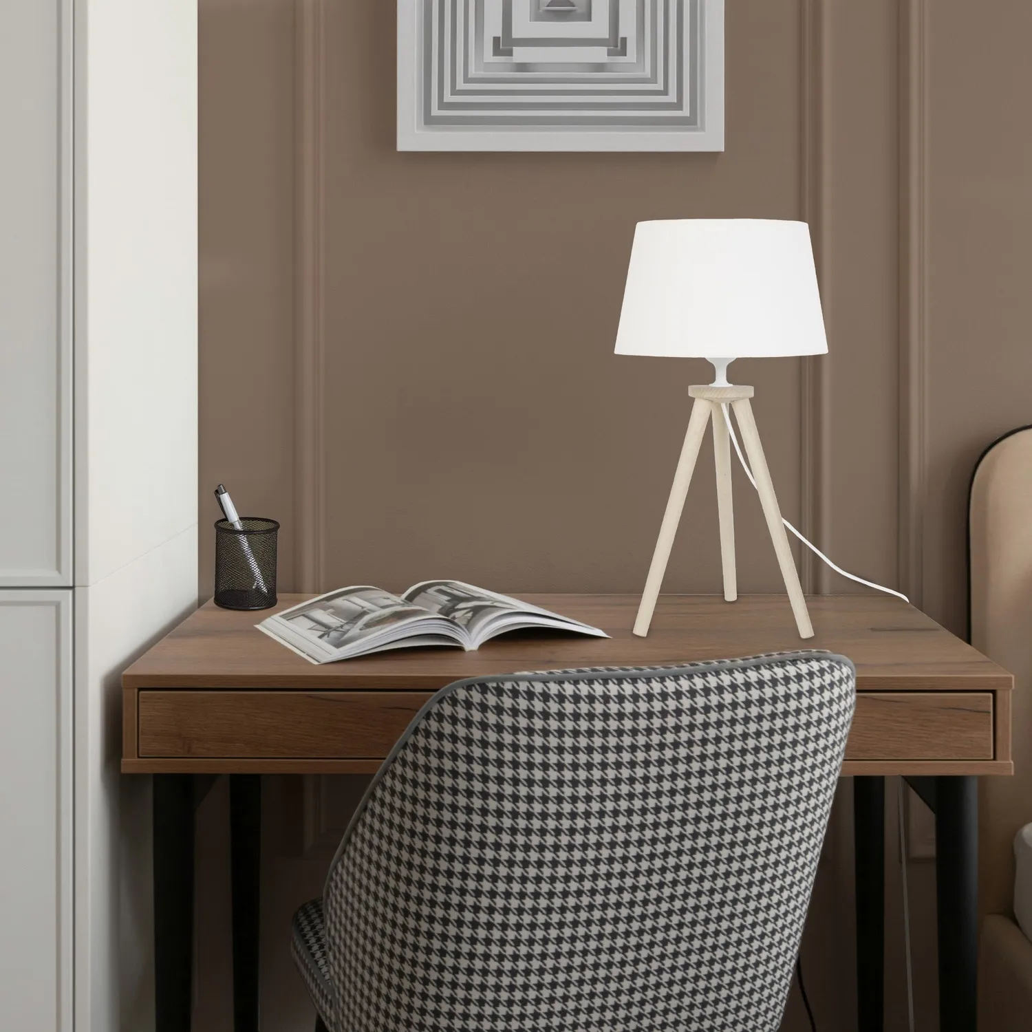 Tosel Utgard lampada tavolo treppiede naturale ecrù 30x44cm