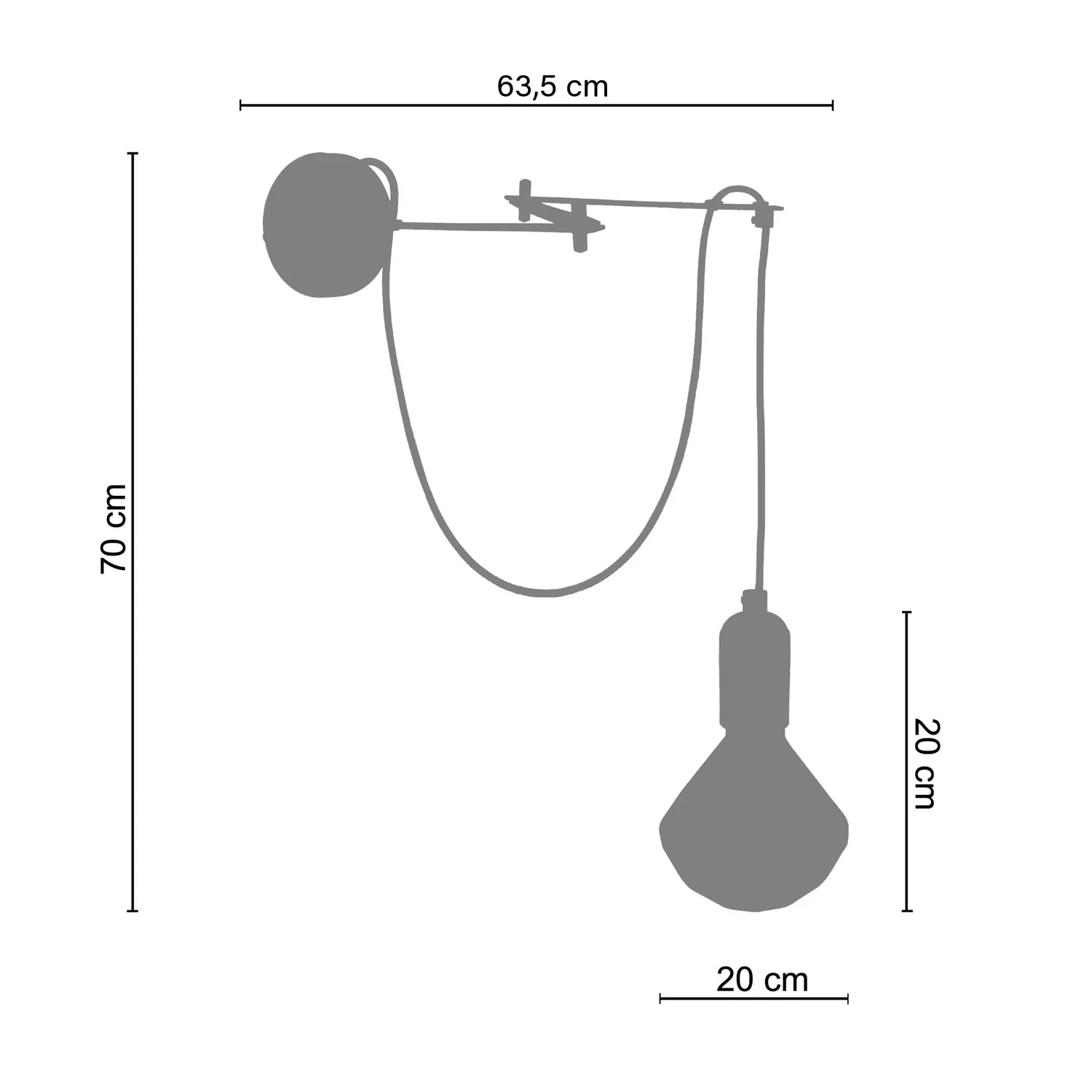 Tosel Krake applique nero braccio oscillante E27
