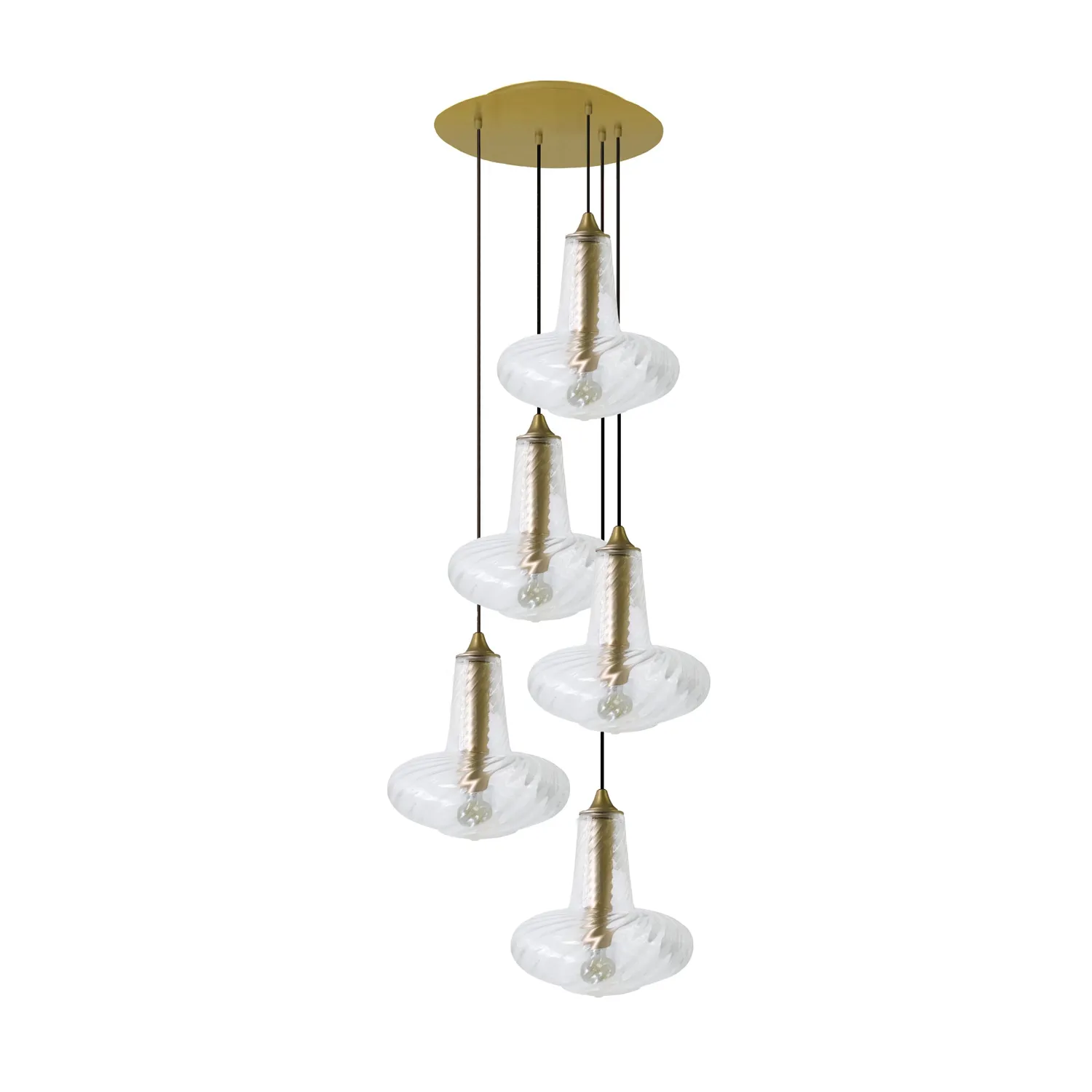 Tosel Veneza lampadario 5 luci 40x115cm bianco vetro