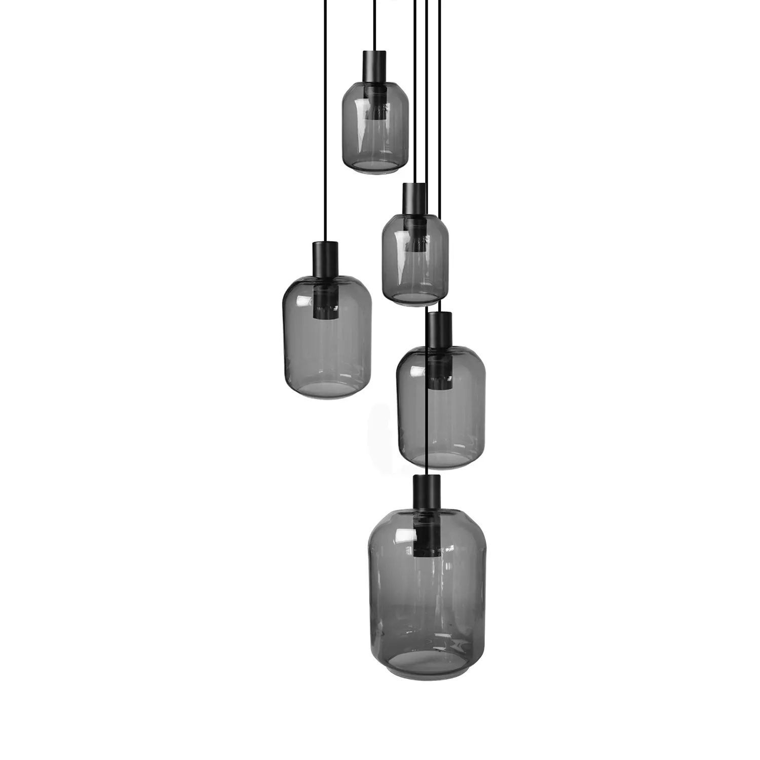 Tosel Svalbard Small lampadario 5 luci nero trasparente