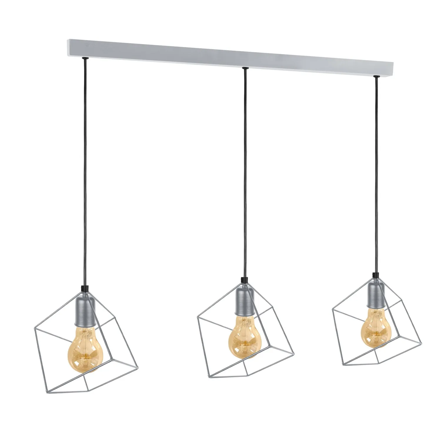 Tosel Square lampadario industriale metallo nero 3 luci