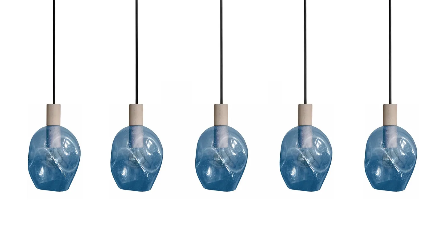 Tosel Vingolf lampadario legno 5 luci trasparente