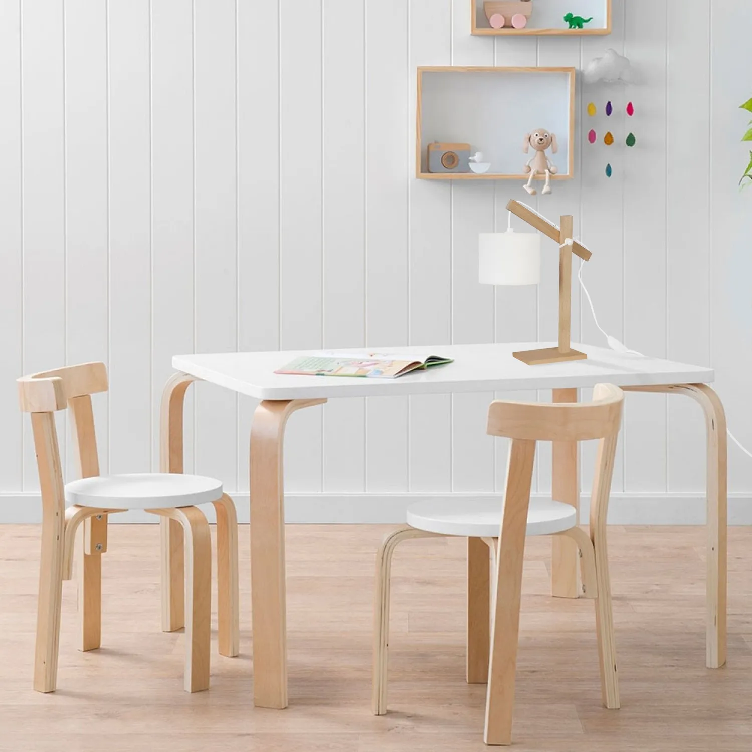Tosel Enkel lampada tavolo legno naturale ecru 50 cm