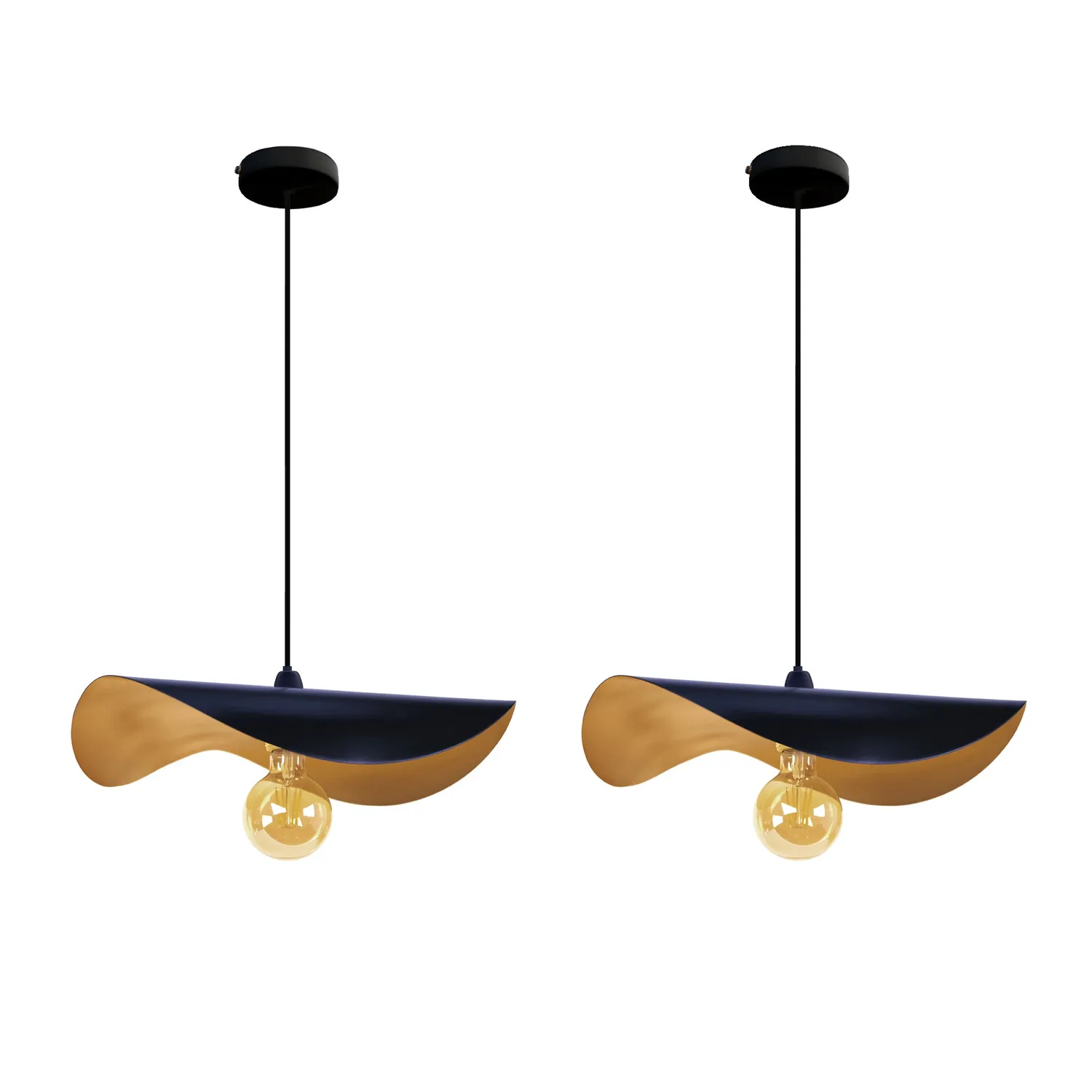 Tosel Madame sospensione doppio set nero oro D40 vetro