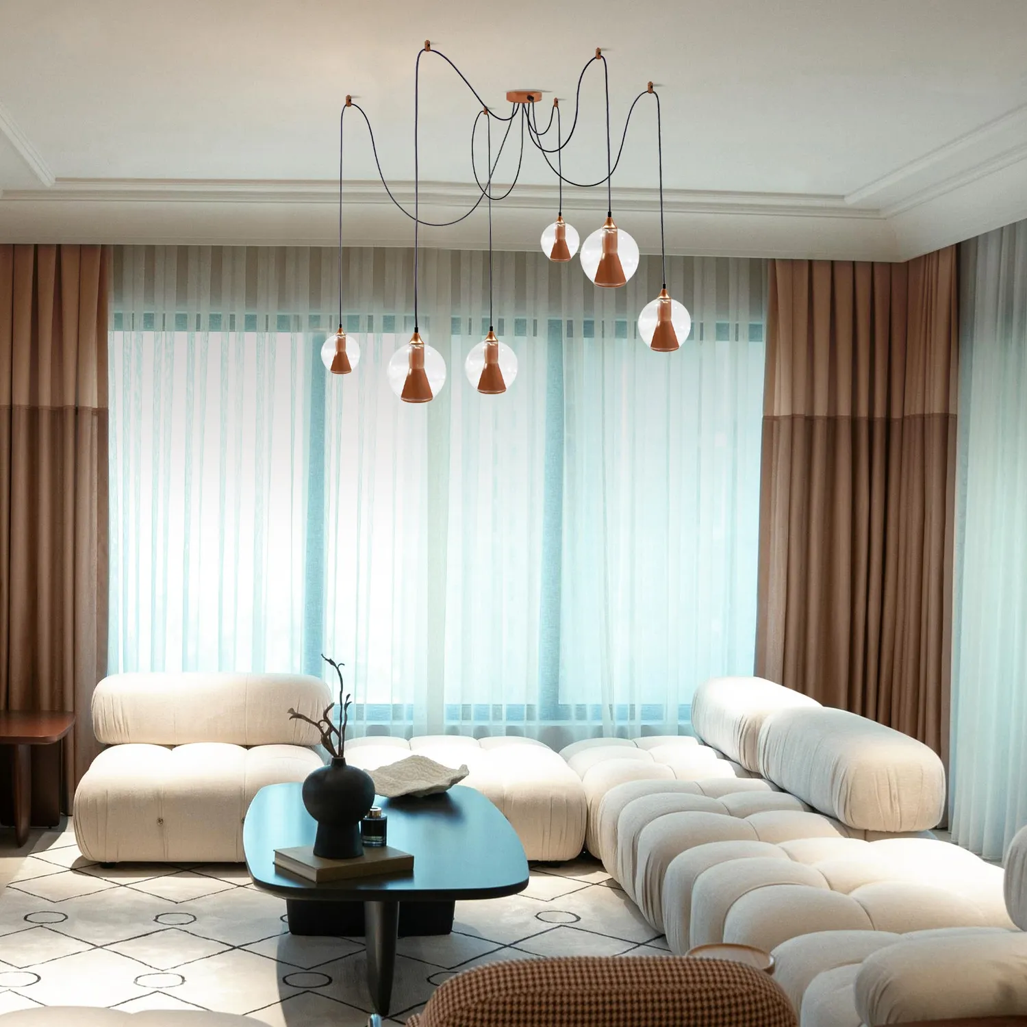 Tosel Oslo lampadario 120 cm cromato vetro