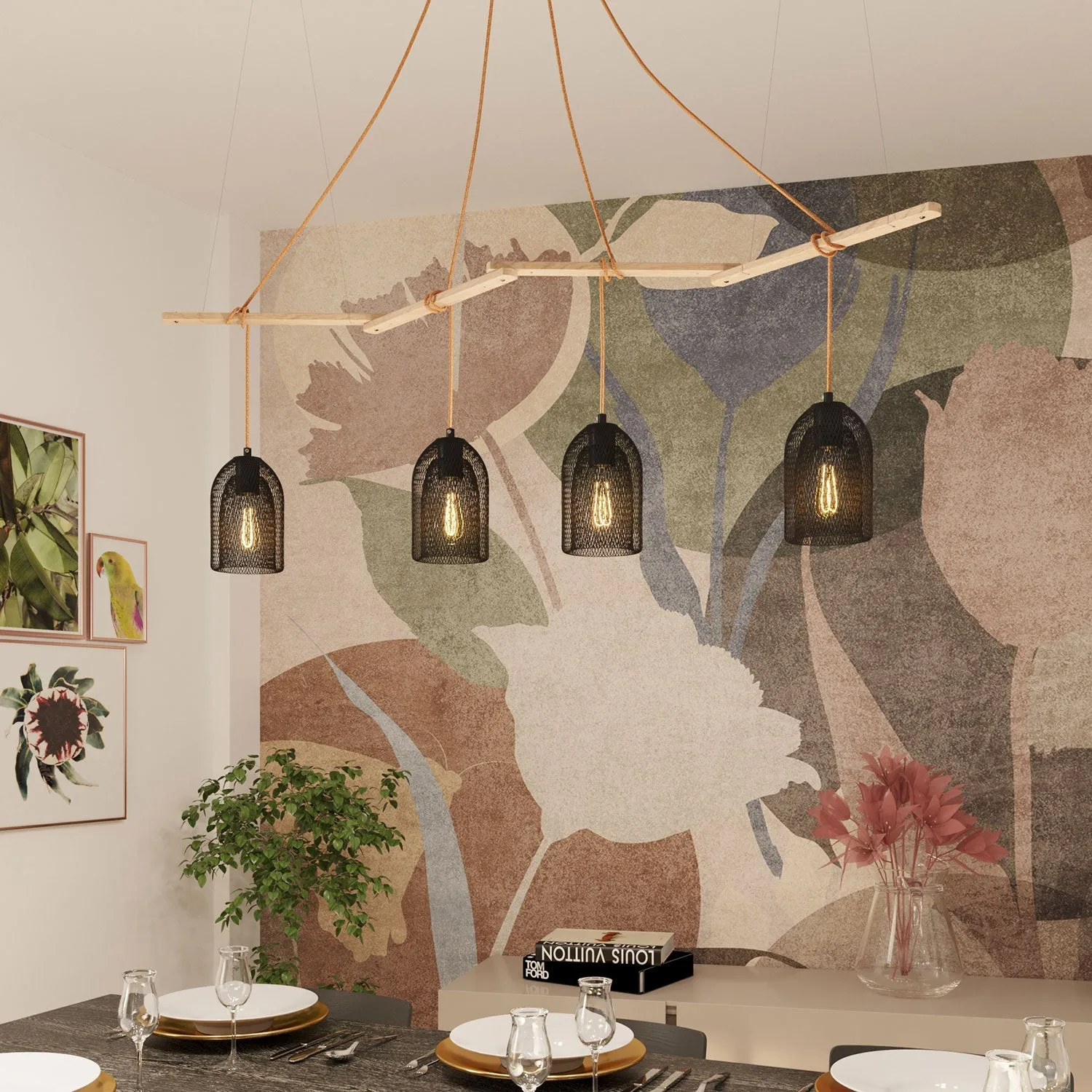 Creative Cables Zigh-Zagh supporto soffitto legno regolabile