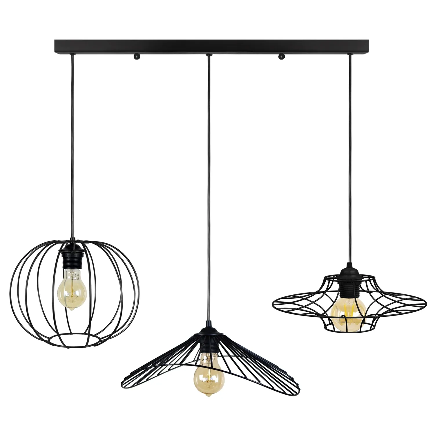 Tosel Asolo Lady UFO lampadario barra 30x90 cm 3 luci