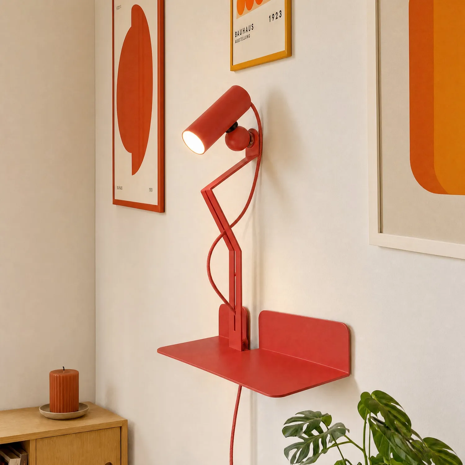 Creative Cables Murio Tubo lampada parete mensola rossa GU10