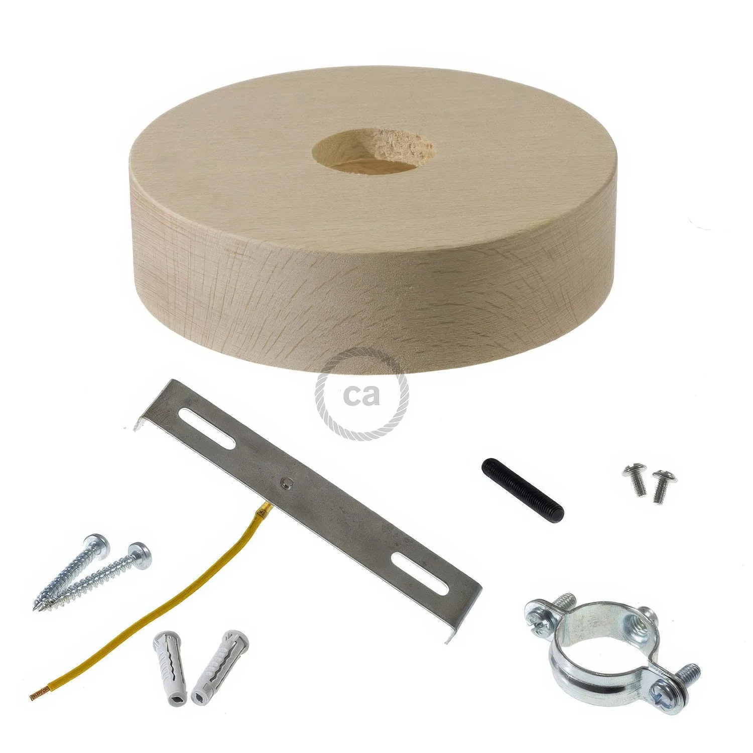 Creative Cables rosone soffitto legno neutro 120 mm cavo 3XL