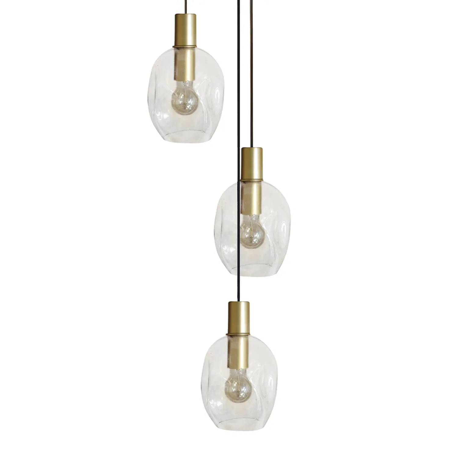 Tosel Vingolf lampadario oro 3 luci vetro trasparente