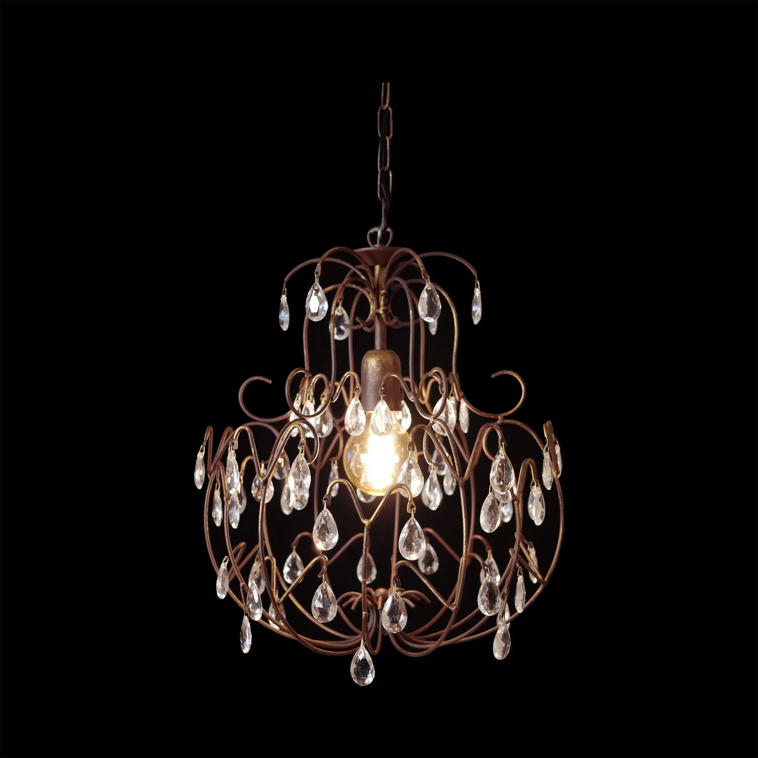 Tosel Pampilles Lampadario Marrone Oro 44cm E27