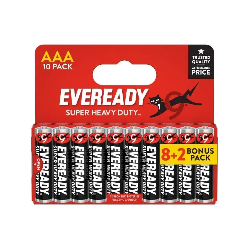 Eveready Super Heavy Duty batterie AAA 10 pezzi zinco
