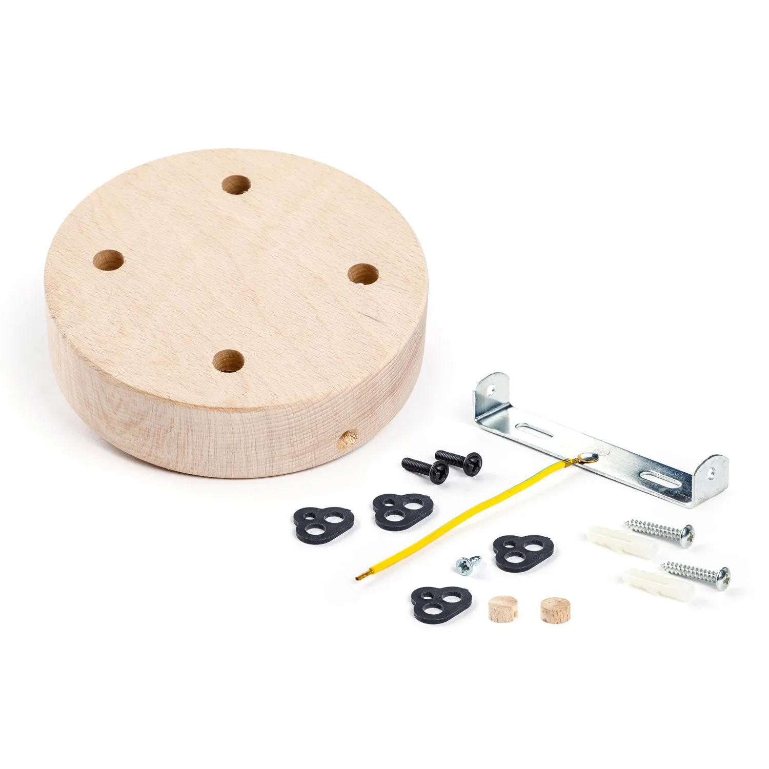 Creative Cables Rosone Legno Cilindrico 4 Fori Neutro 120 mm