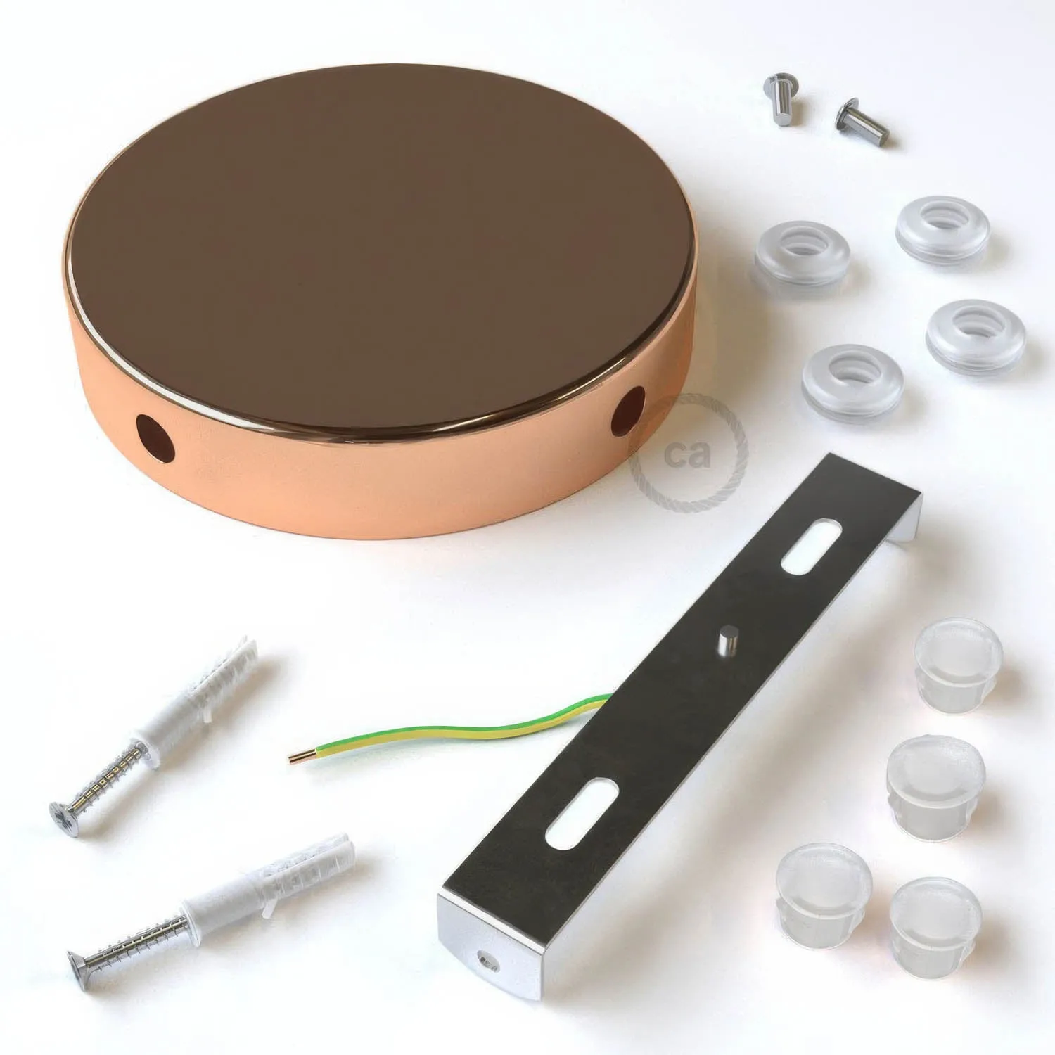 Creative Cables rosone cilindrico soffitto rame 4 fori metallo