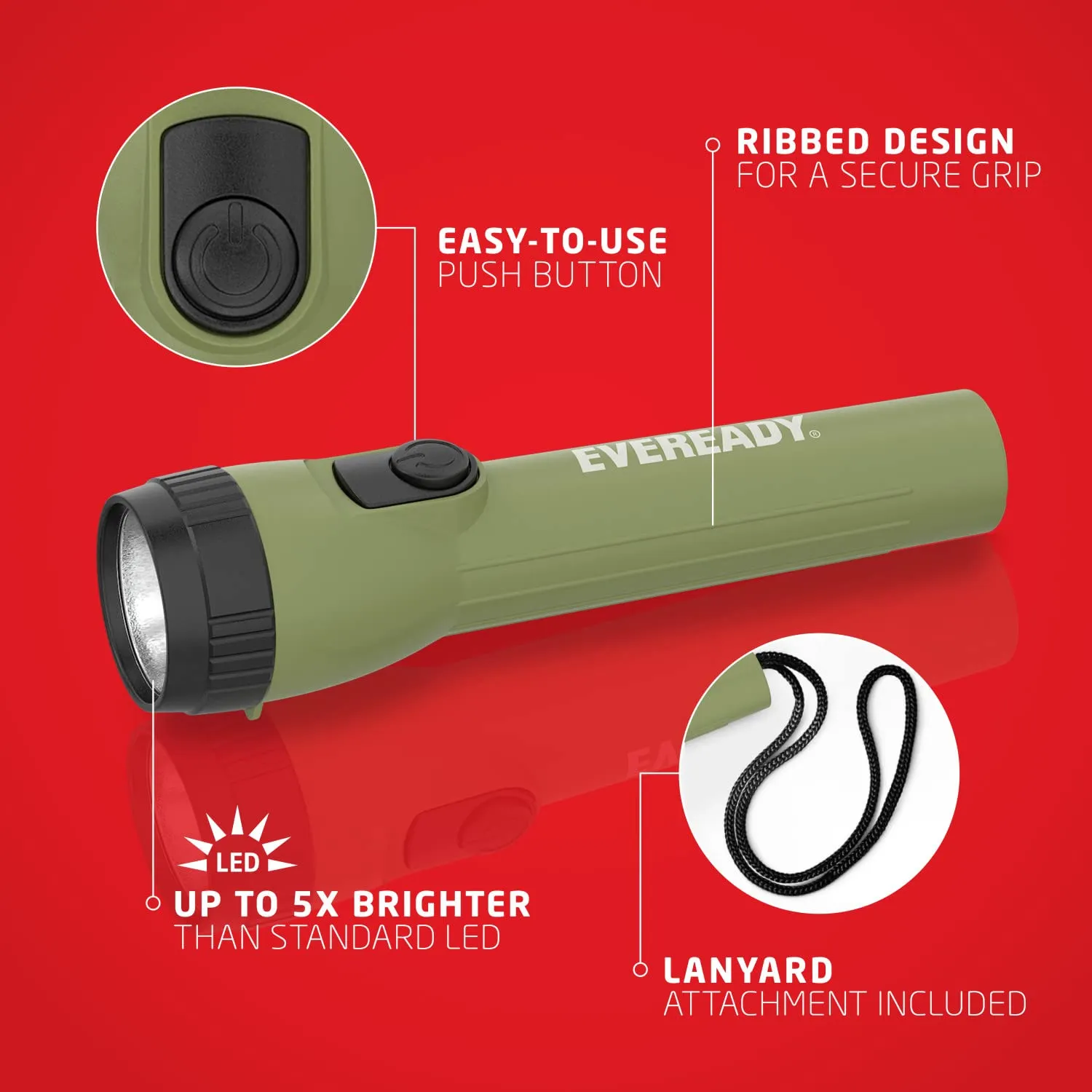 Eveready torcia LED uso generale 8 pezzi batterie incluse