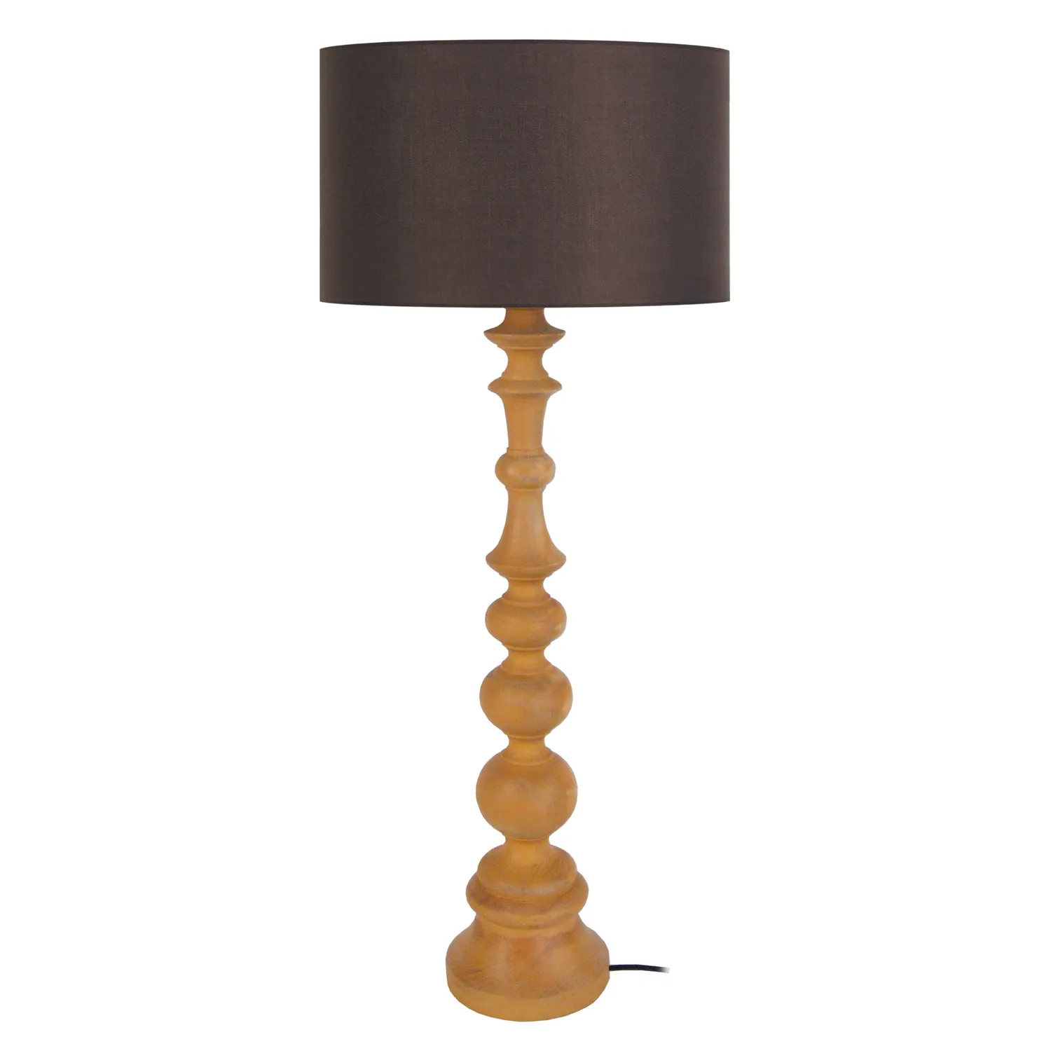 Tosel Anais colonna legno lampada da tavolo 84 cm taupe tessuto