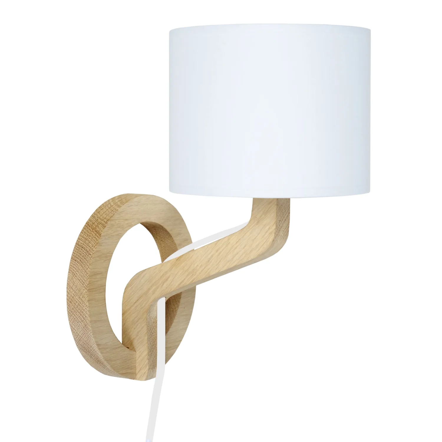 Tosel Mokuzai Applique Parete Legno Tessuto Naturale Bianco 22x28