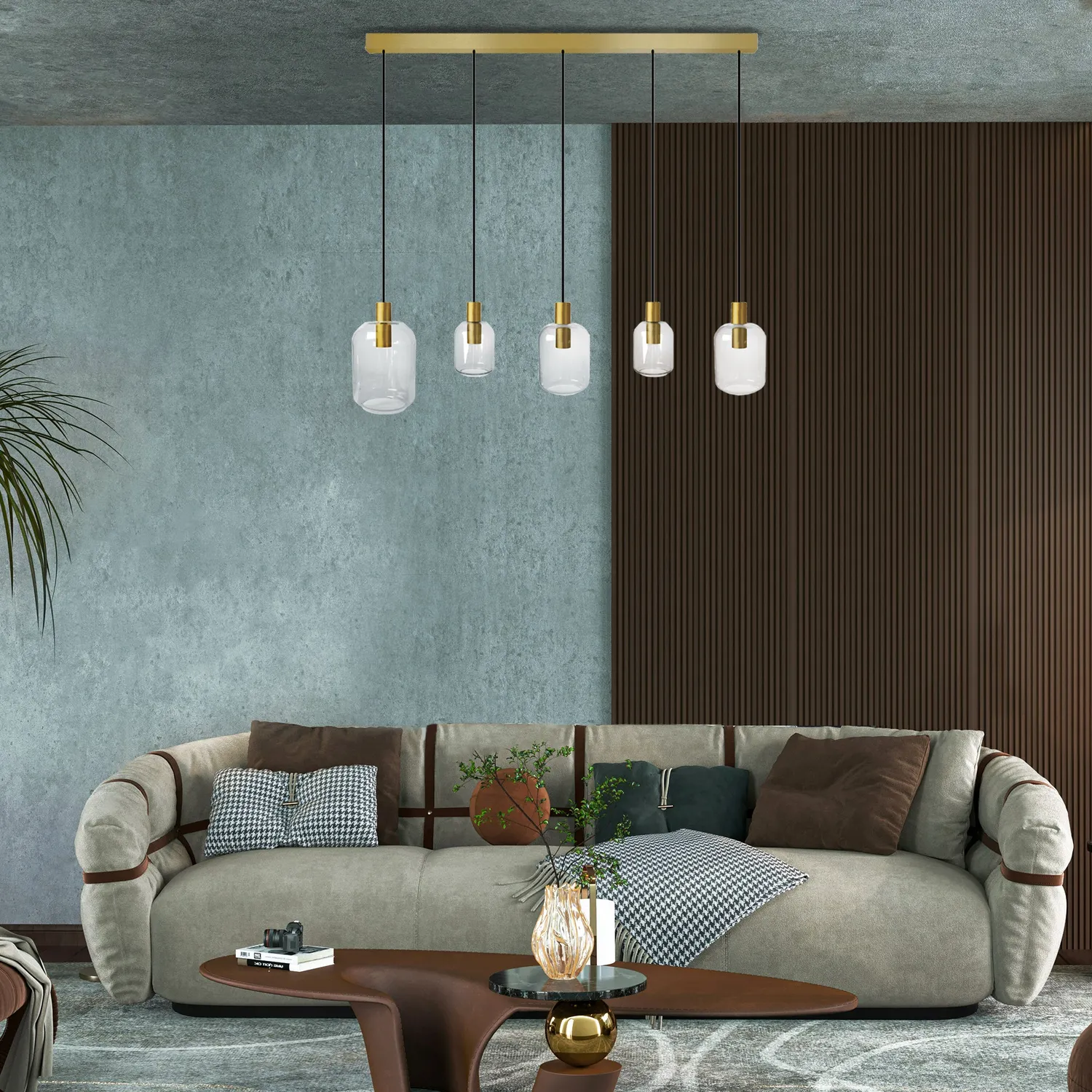 Tosel Svalbard Small Lampadario Barra Oro 100x60 cm