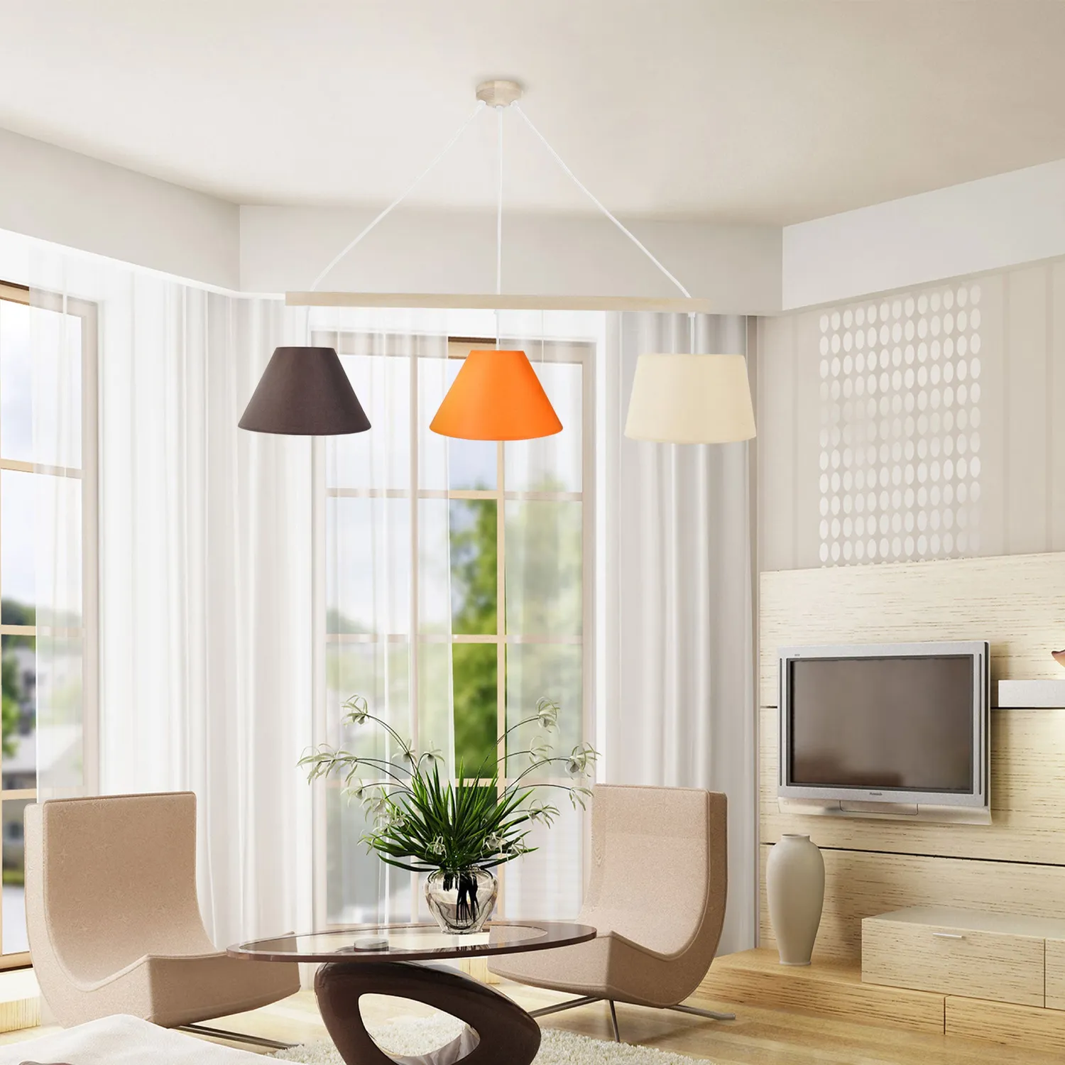 Tosel Amesterdham Lampadario 80x80 cm Naturale Legno