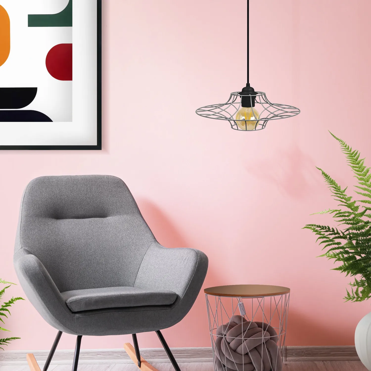 Tosel Ufo Sospensione Metallo Bianca 30x100 cm E27