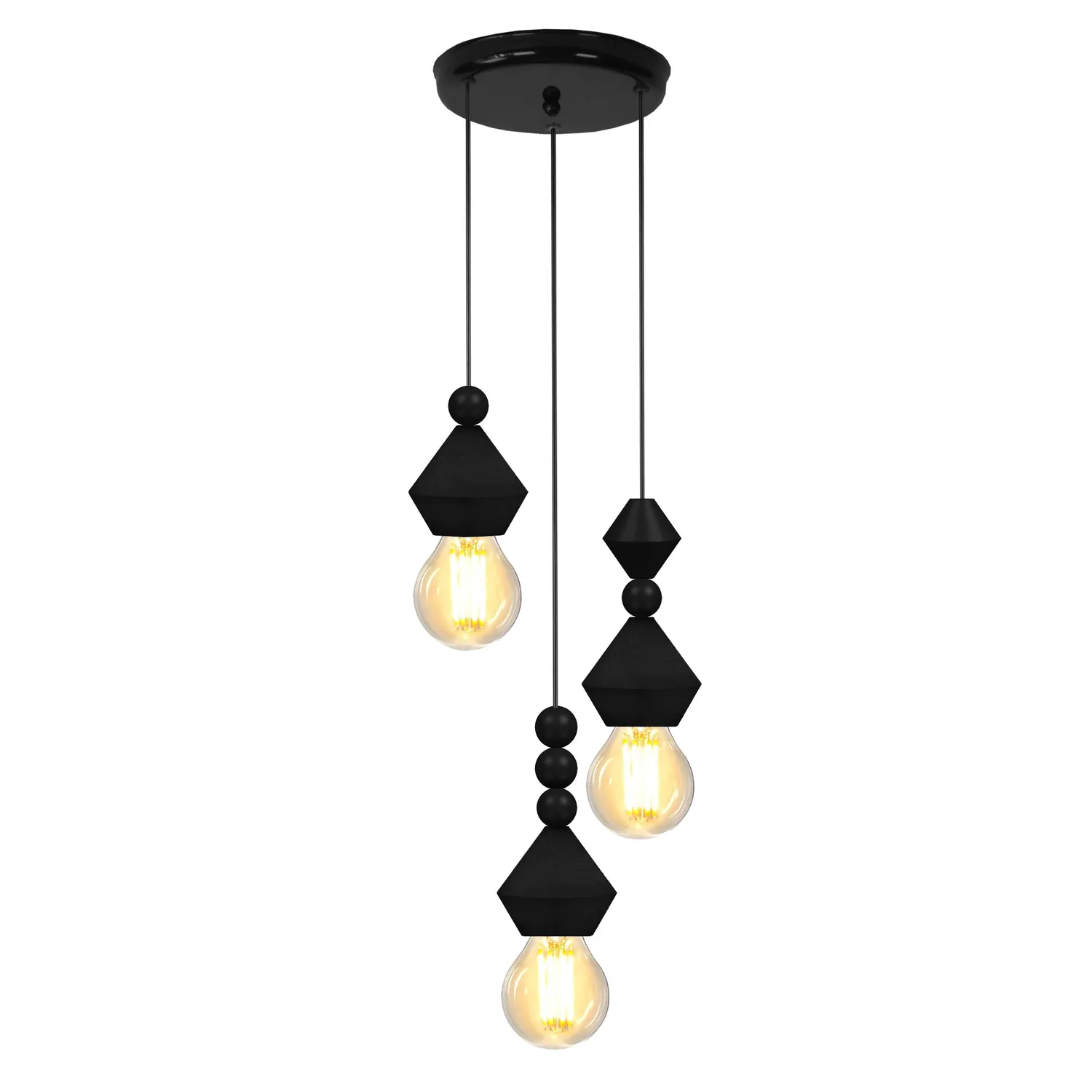 Tosel Boulier lampadario legno naturale 32x70cm 3xE27