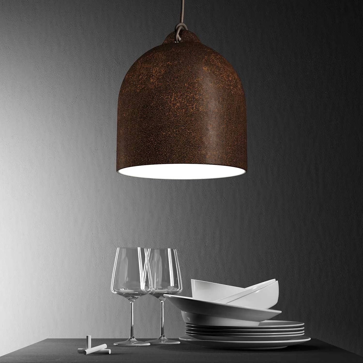 Creative Cables Campana M paralume ceramica effetto corten