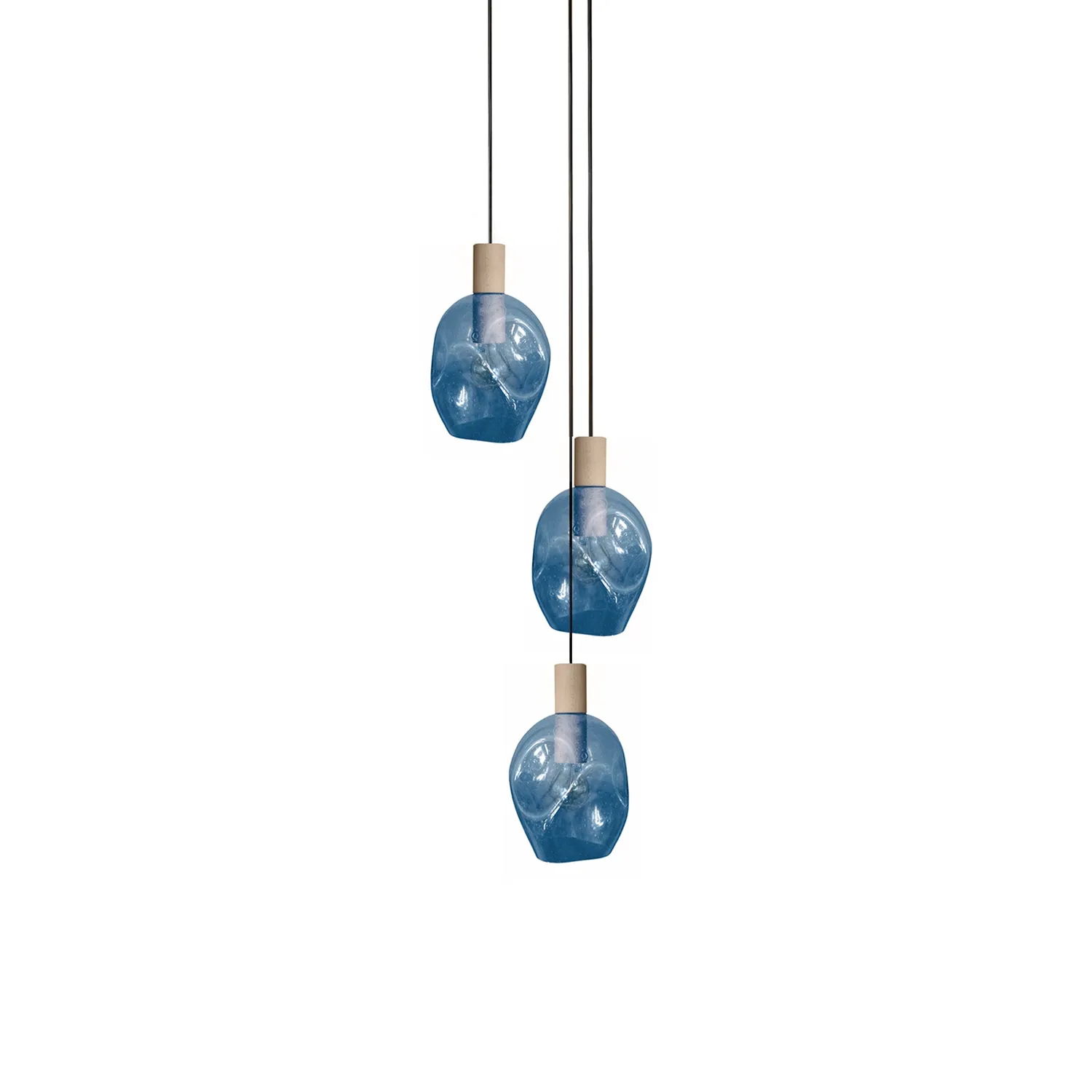 Tosel Vingolf lampadario legno 3 luci vetro trasparente