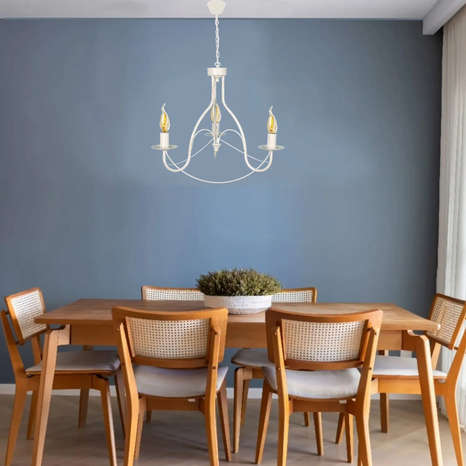 Tosel Provençale Lampadario 3 Luci Nero 50x90 cm