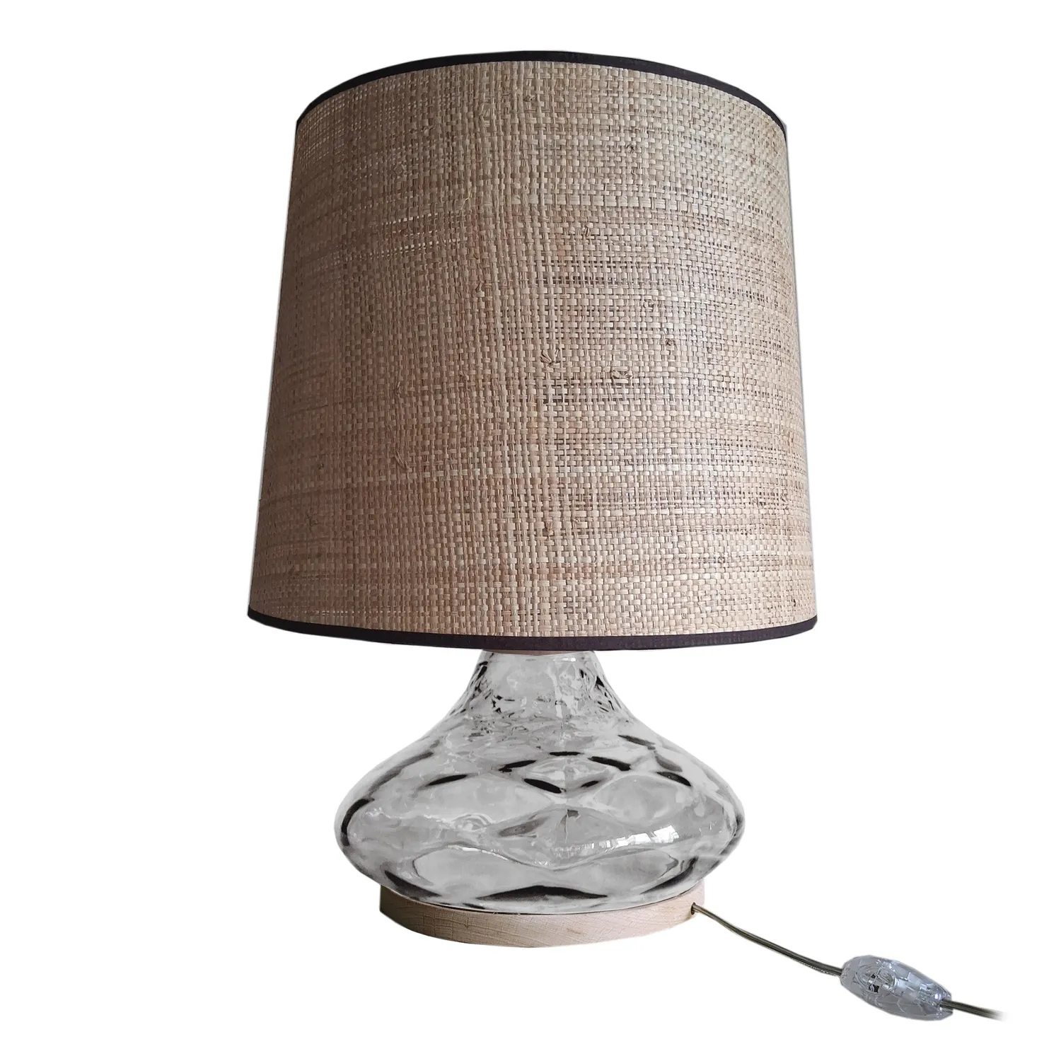 Tosel Burano lampada buffet vetro legno 35x50cm paglia