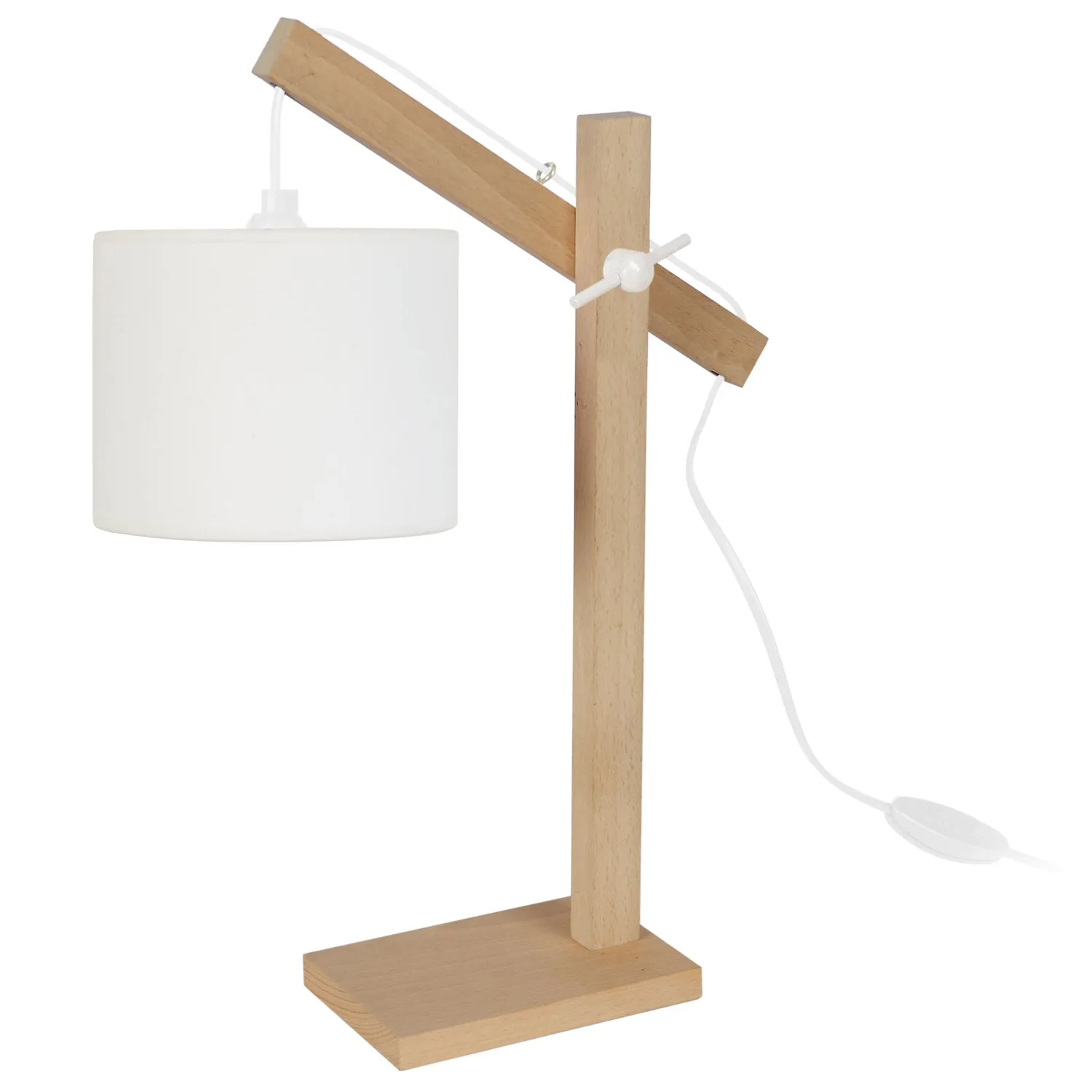 Tosel Enkel lampada tavolo legno naturale ecru 50 cm