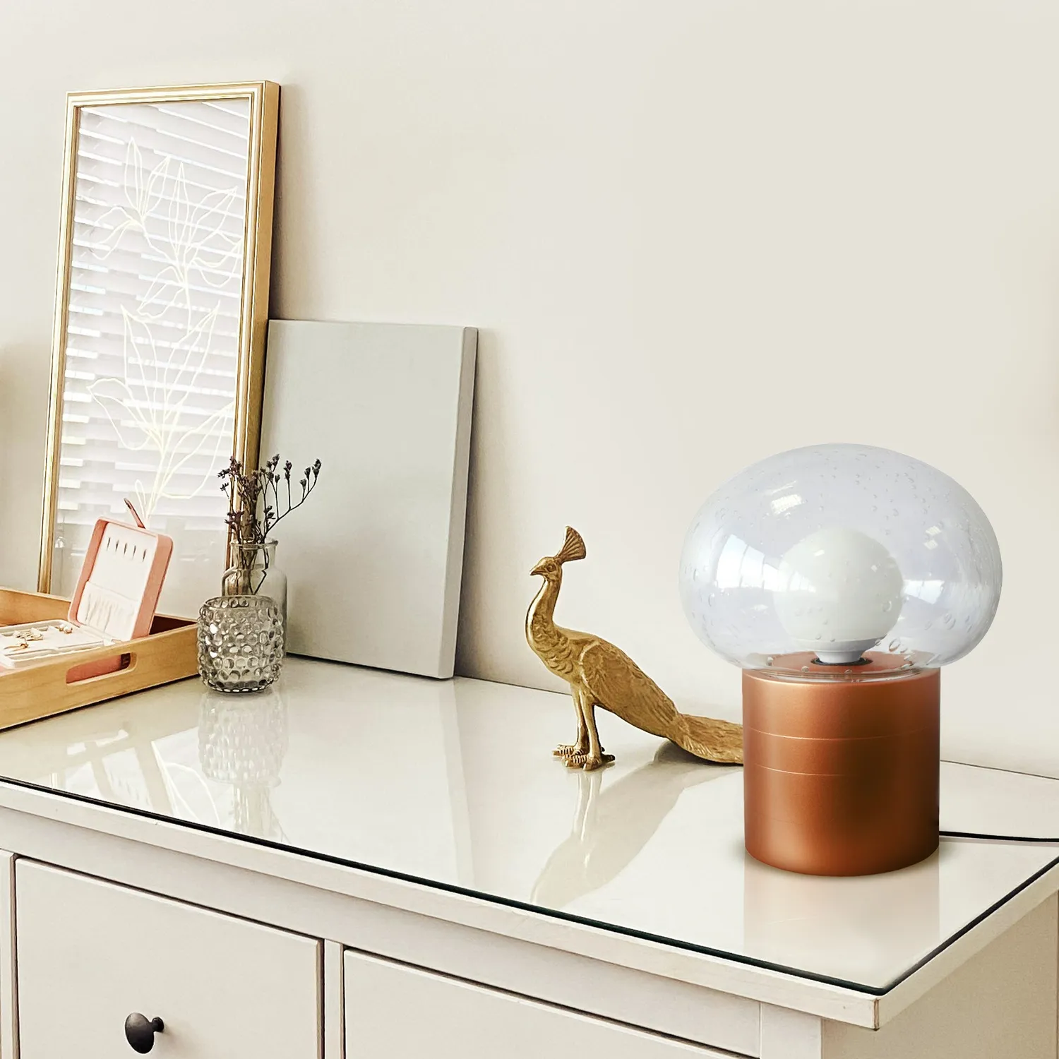 Tosel Paris lampada da comodino vetro bianco 24cm E27