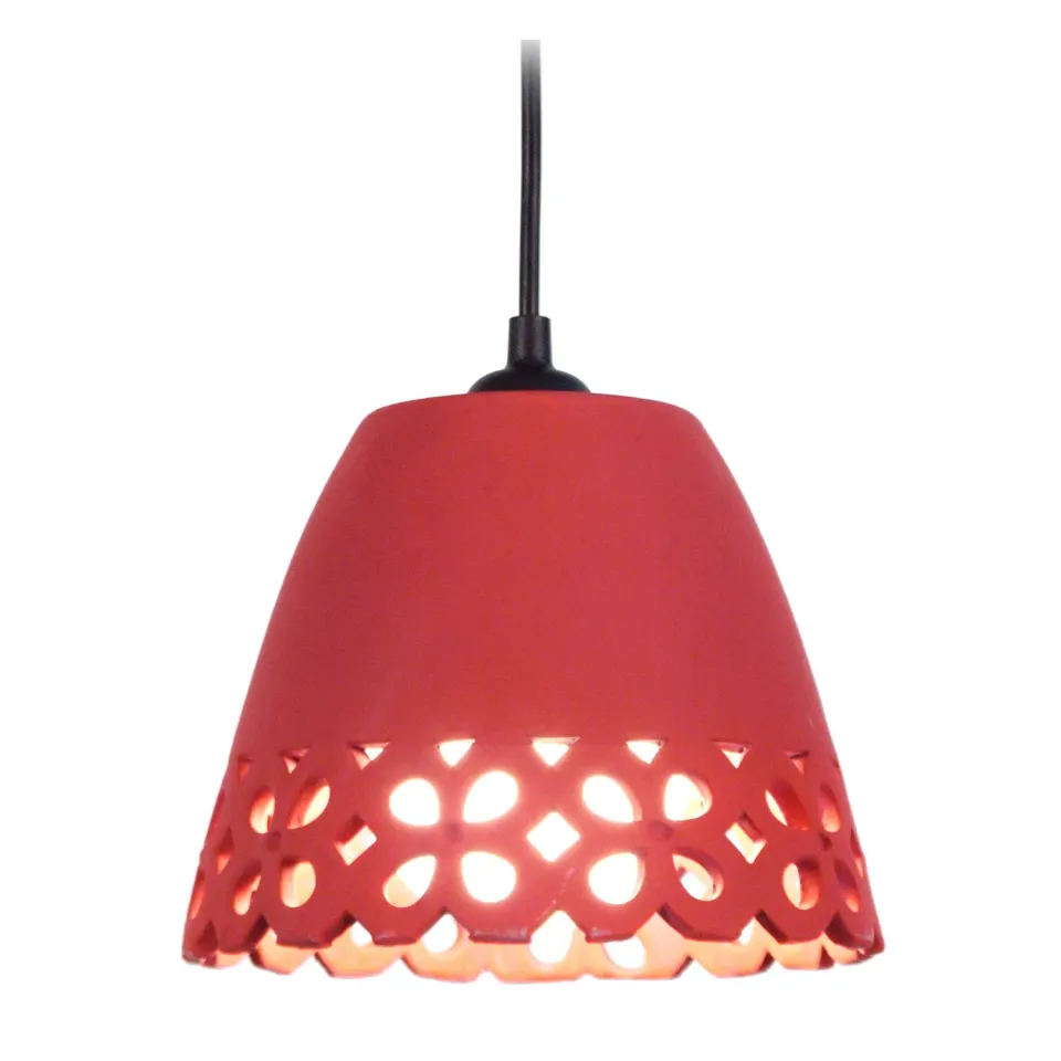 Tosel Faro sospensione ceramica rossa conica 17x100 cm