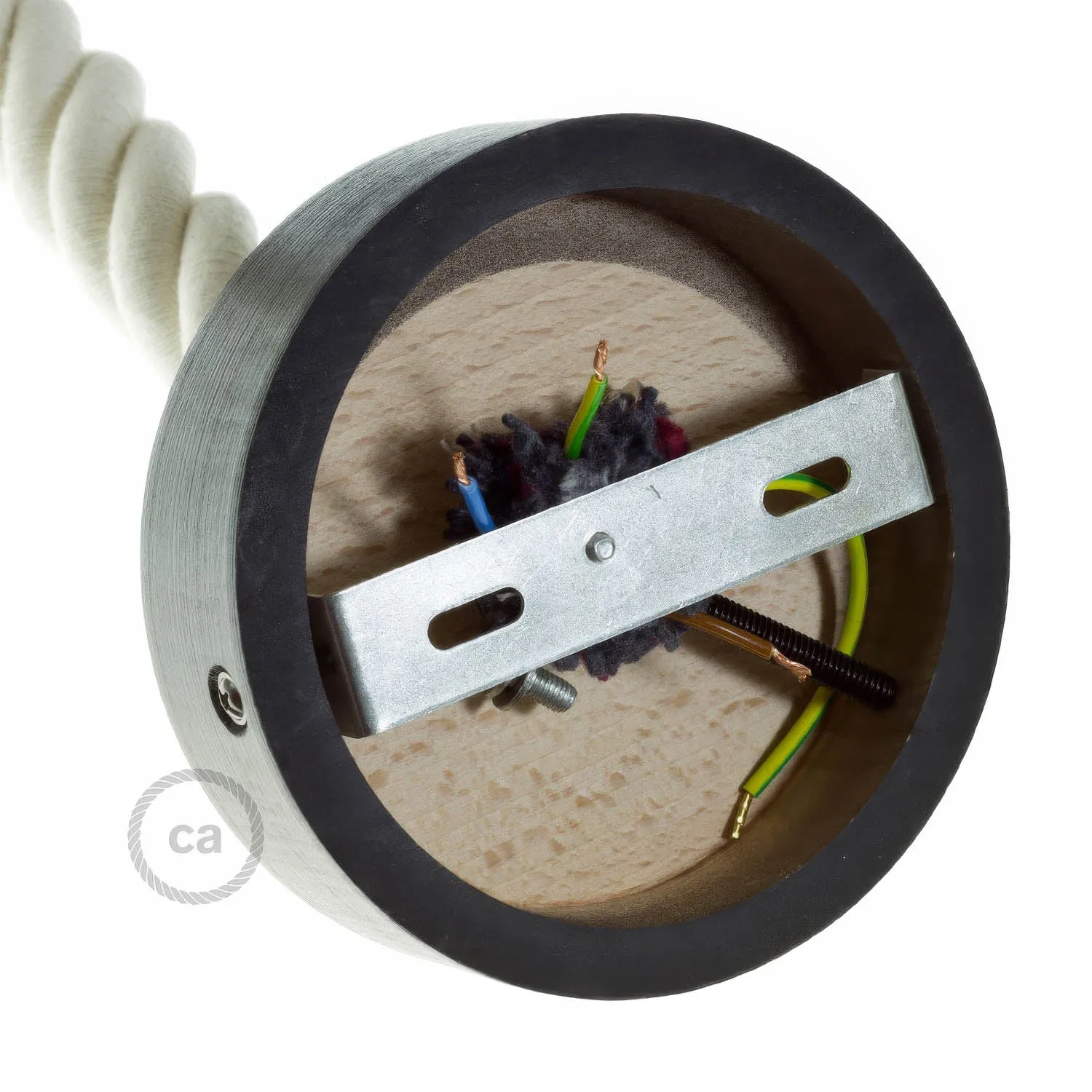 Creative Cables rosone legno nero cavo 3XL 120mm