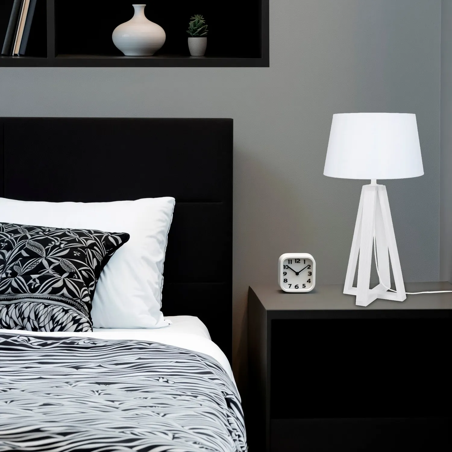 Tosel Linkoping lampada tavolo legno bianco 51 cm E14