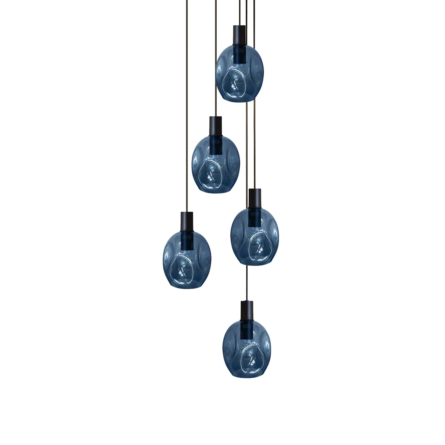 Tosel Vingolf lampadario nero trasparente 5 luci vetro