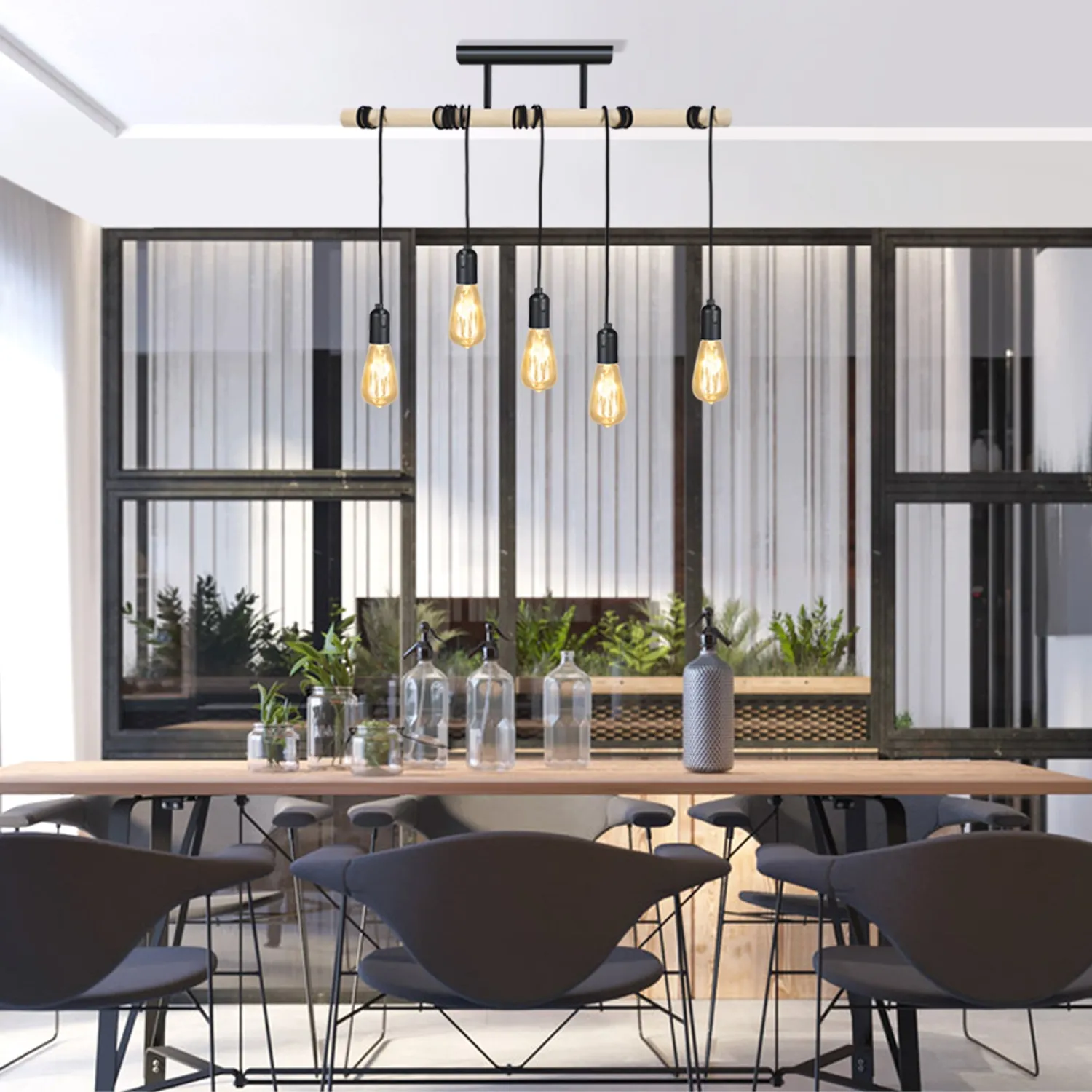 Tosel Brooklyn plafoniera naturale-nera 70x180 cm legno