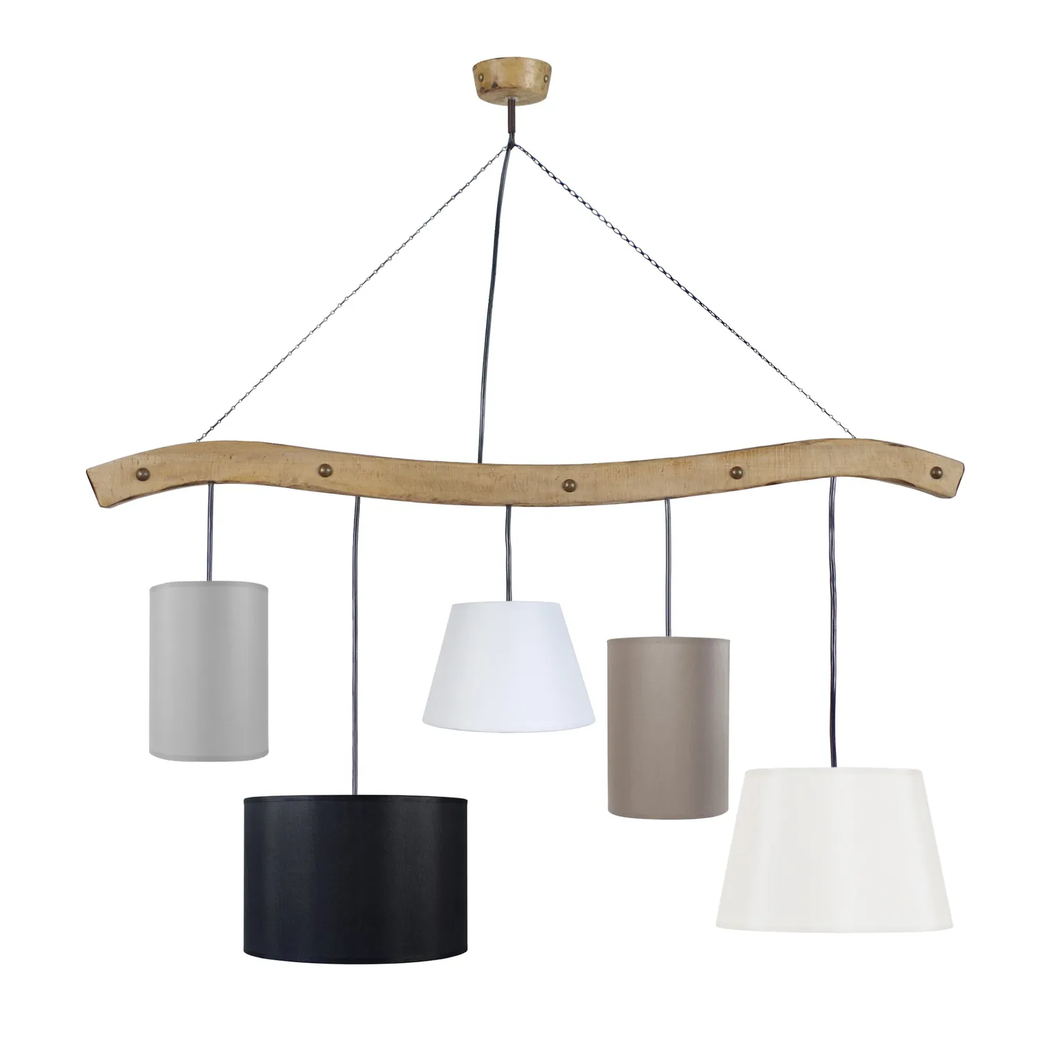 Tosel TACKS lampadario legno 5 luci 93x115 cm