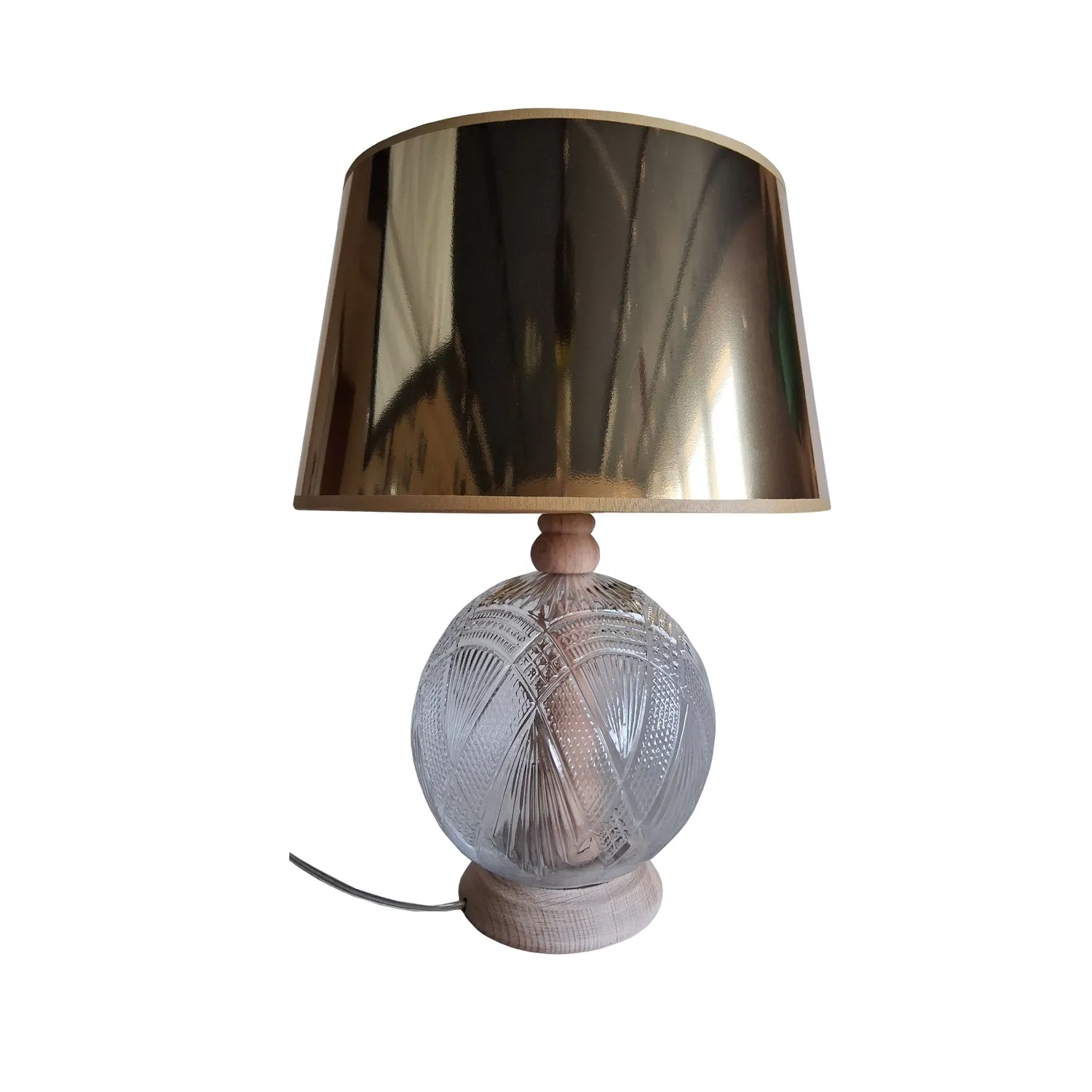 Tosel Abruzzo lampada da tavolo globo vetro cromo 35x41cm