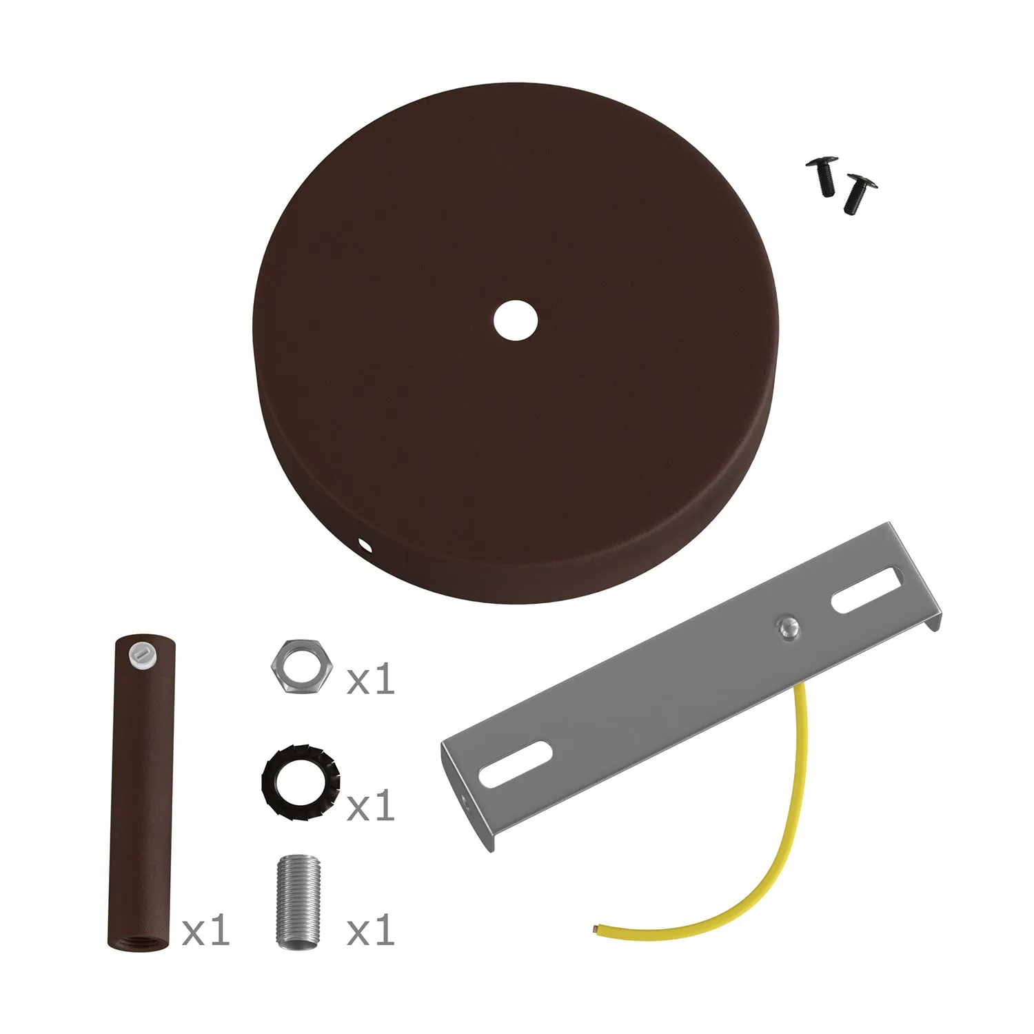 Creative Cables rosone soffitto metallo ruggine scura 1 foro 7 cm