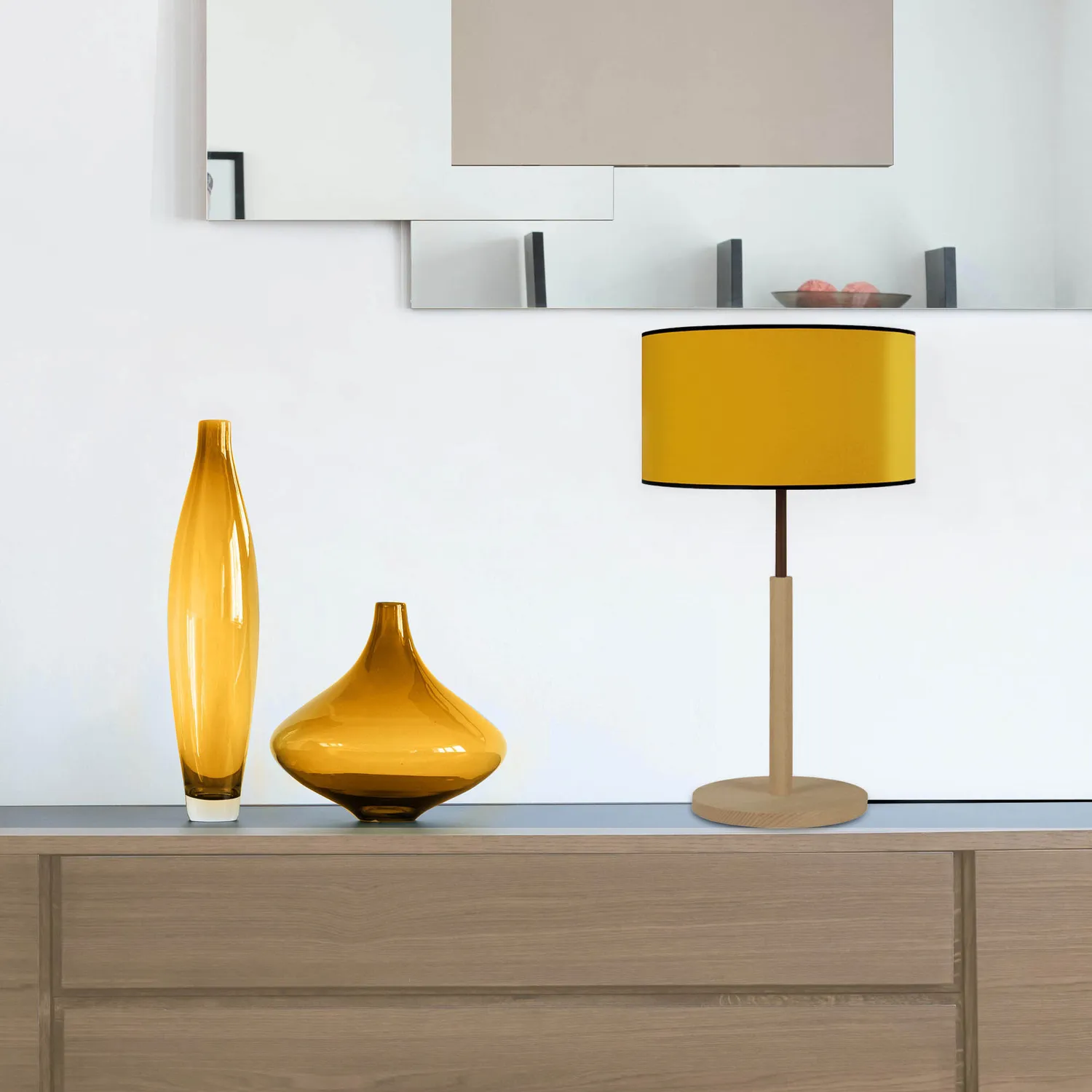 Tosel Agra lampada tavolo gialla 30x54 colonna legno