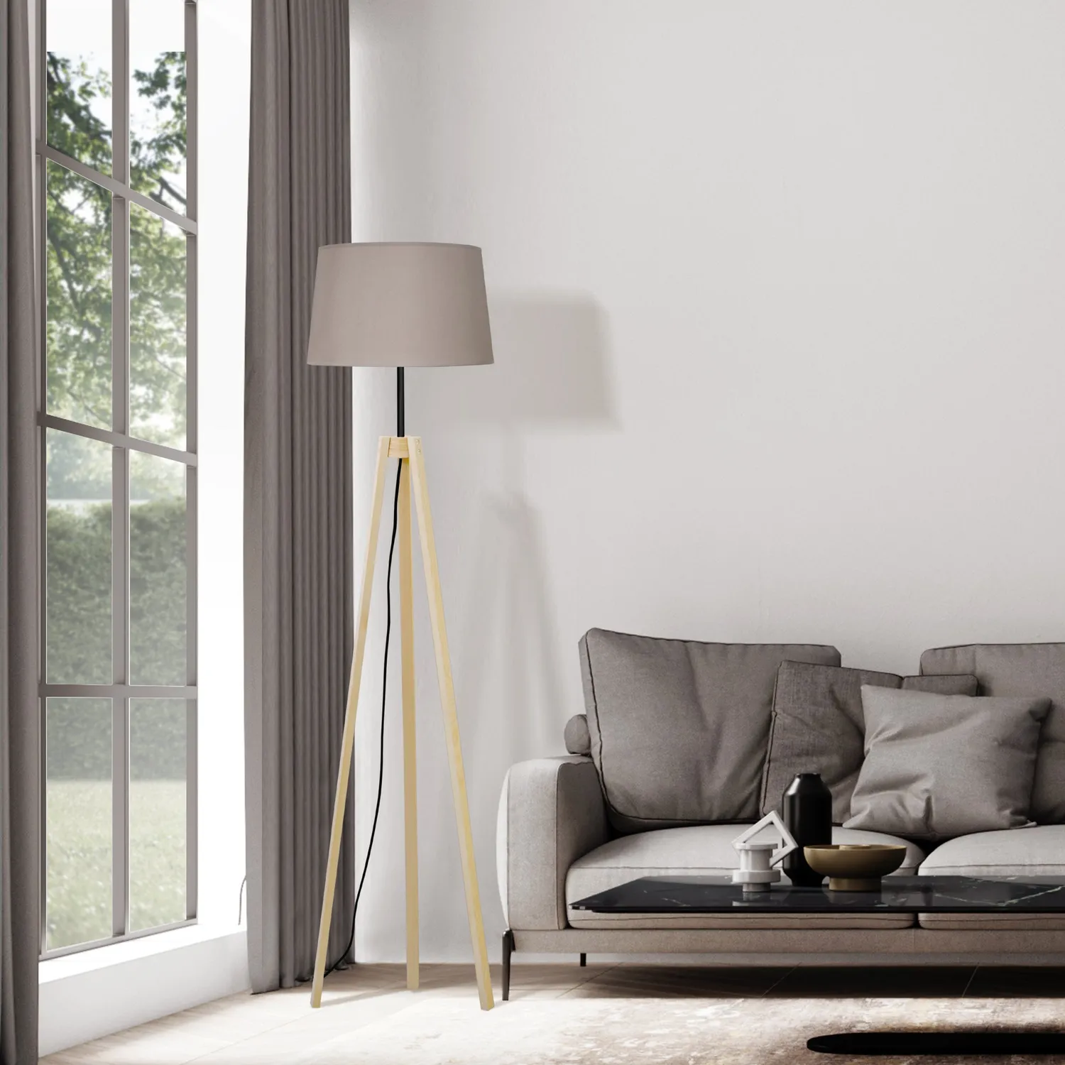 Tosel Viborg piantana treppiede legno naturale bianco