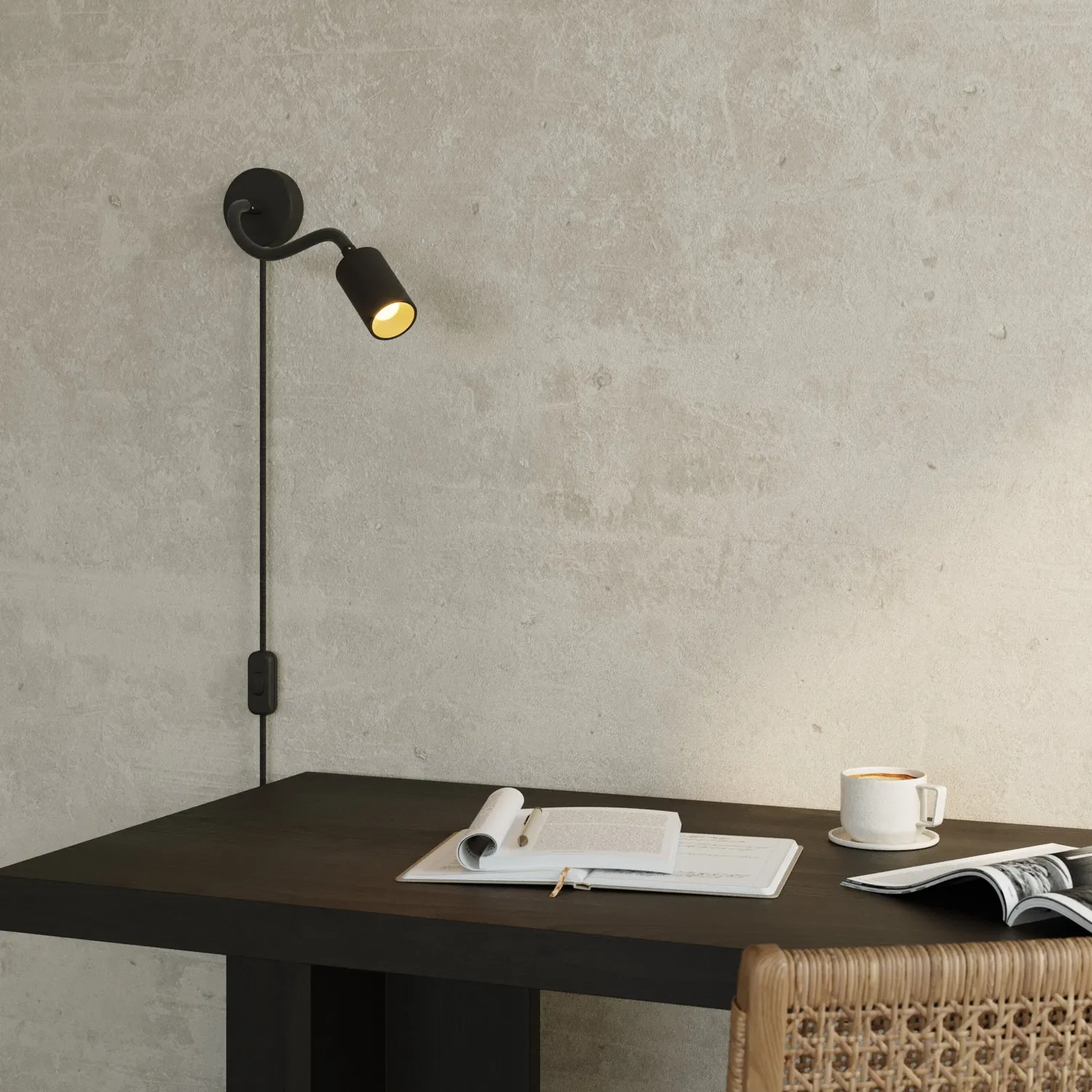 Creative Cables Bispot lampada spina nera con lampadina