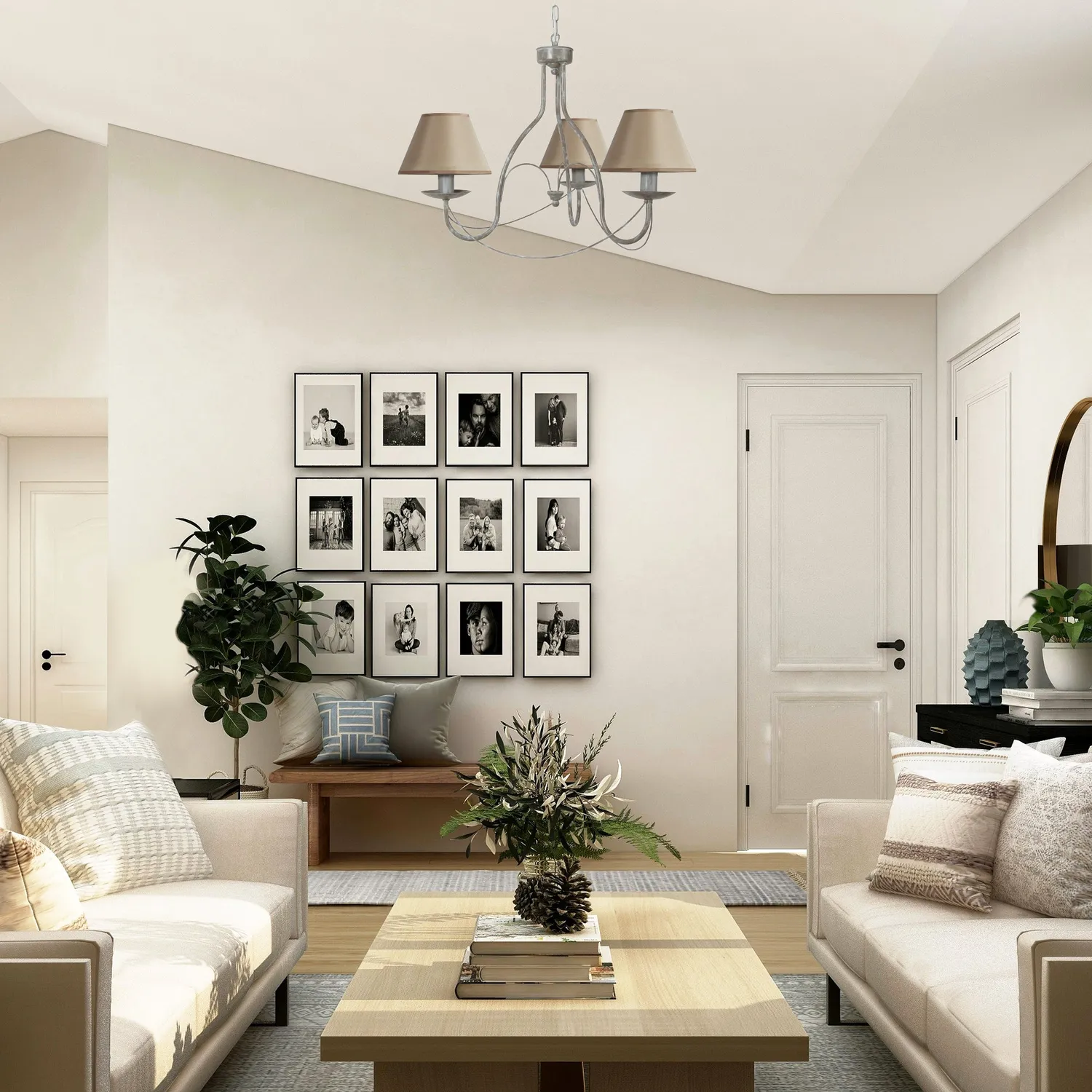 Tosel PROVENÇALE lampadario 3 luci grigio 62 cm